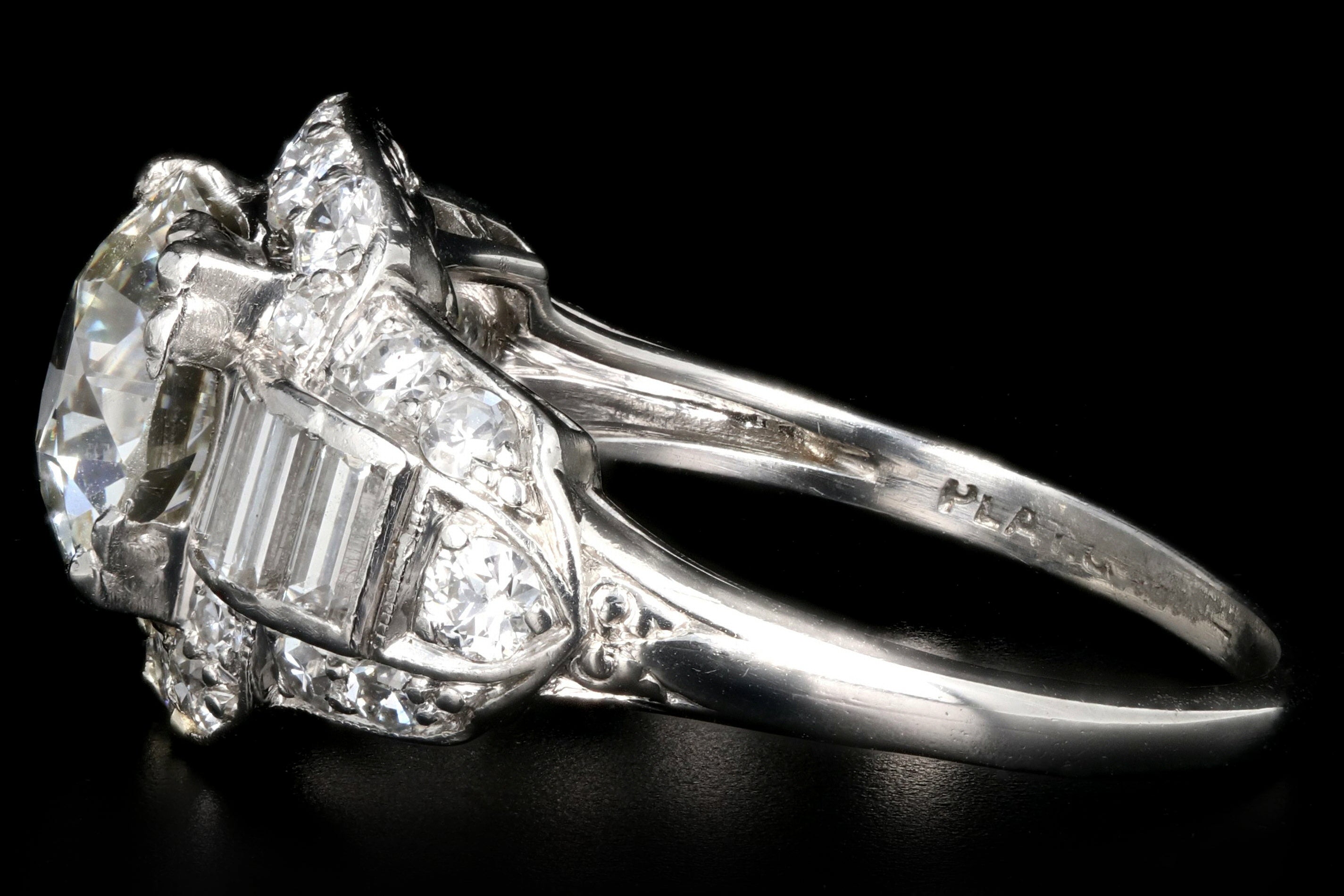 Art Deco Platinum 1.75 Carat Old European Cut Diamond Engagement Ring - Queen May
