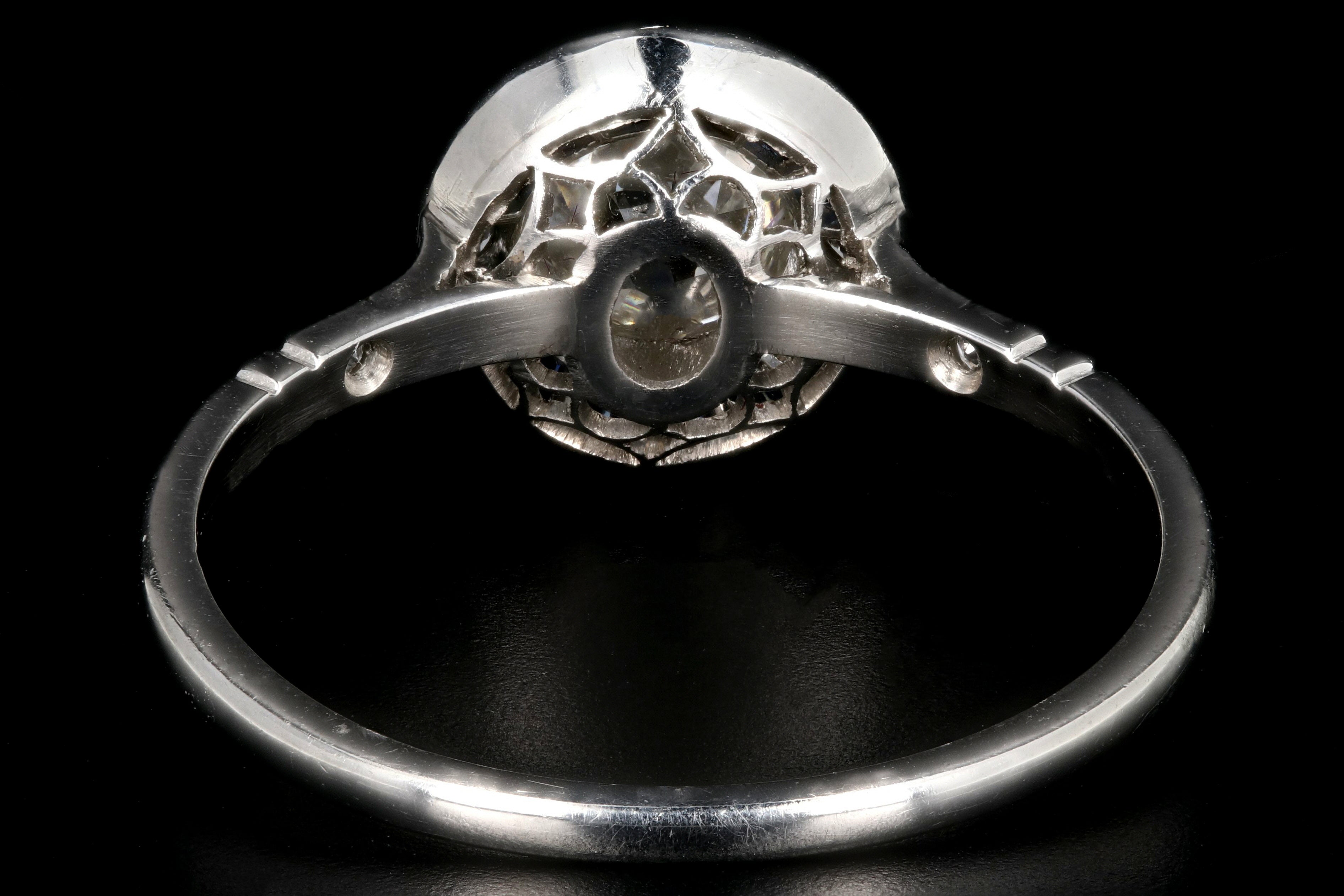Art Deco Style Handmade Platinum .84 Carat Diamond and Sapphire Bullseye Ring GIA Certified - Queen May