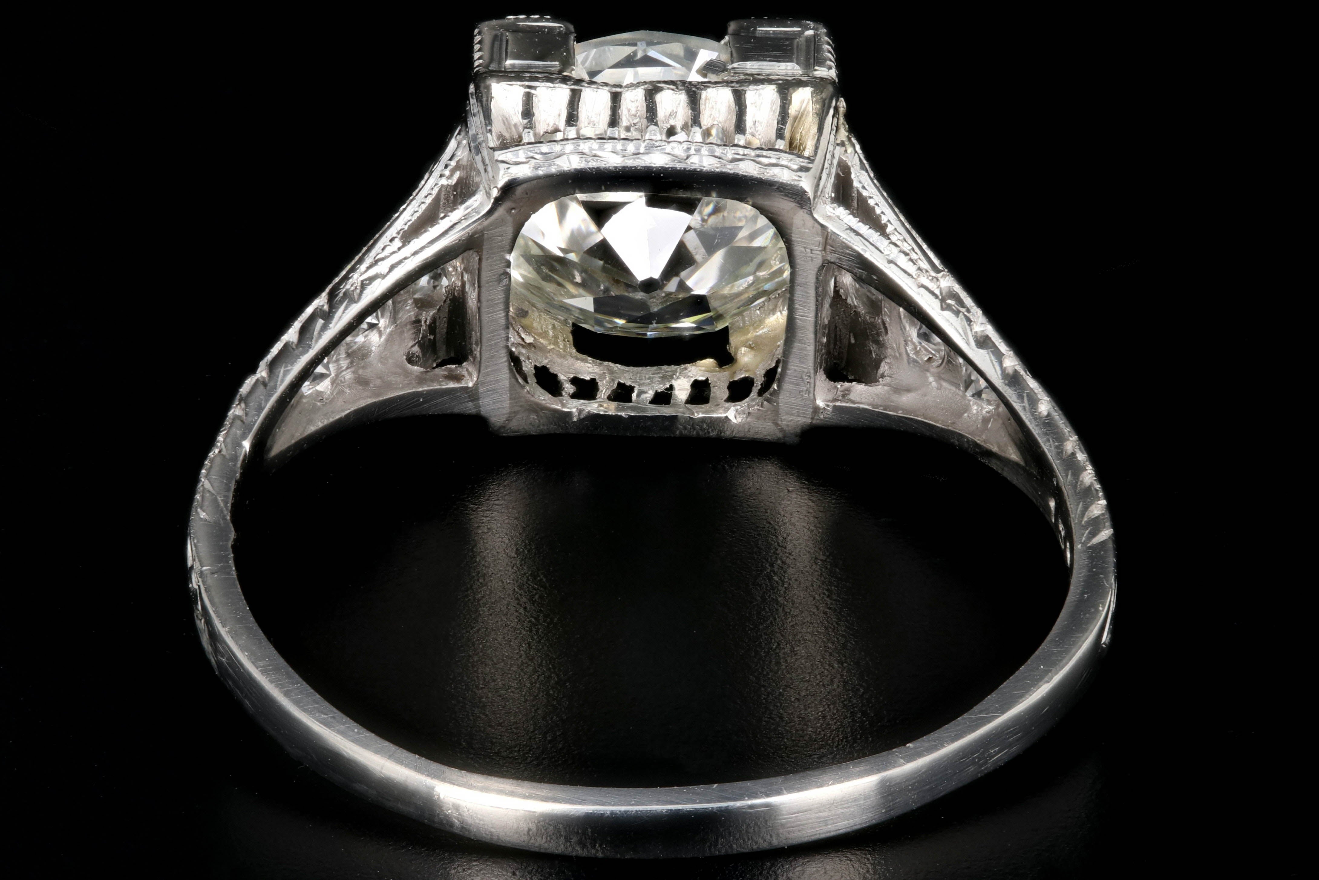 Art Deco Platinum 2.02 Carat Old European Cut Diamond Ring GIA Certified - Queen May