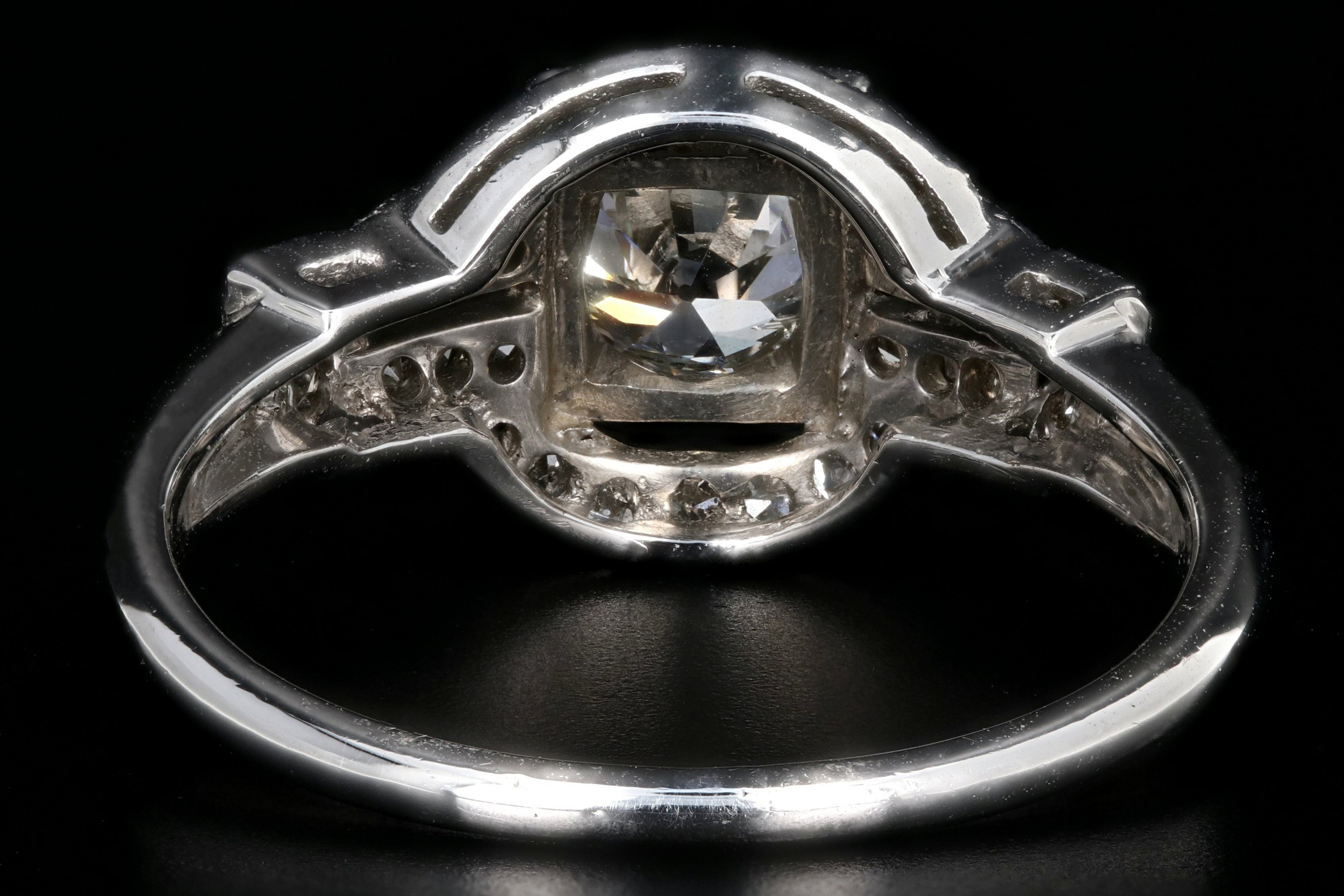 Art Deco Platinum .90 Carat Old European Cut Diamond Engagement Ring Size 7 - Queen May