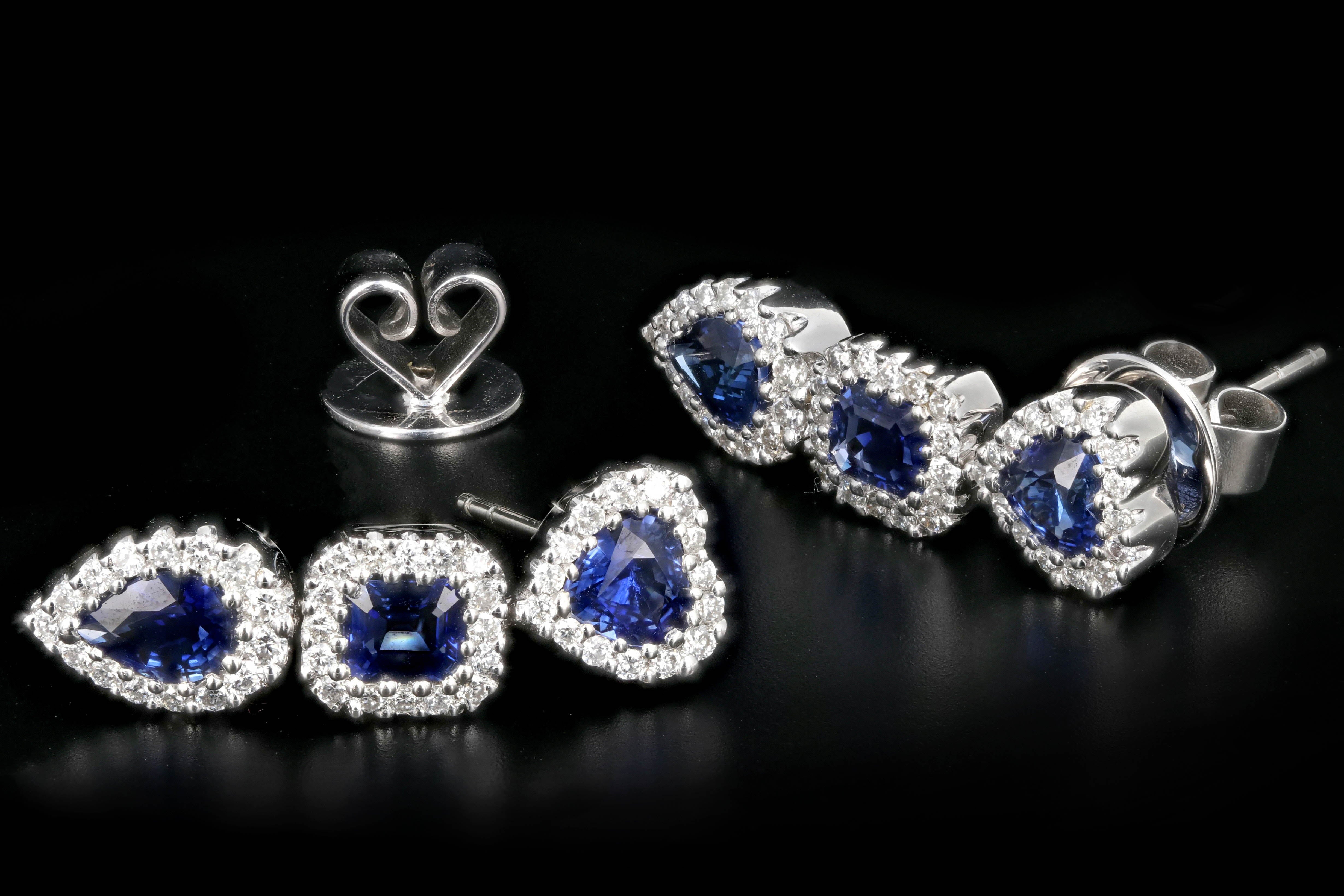 Gregg Ruth 18K White Gold Sapphire and Diamond Earrings - Queen May