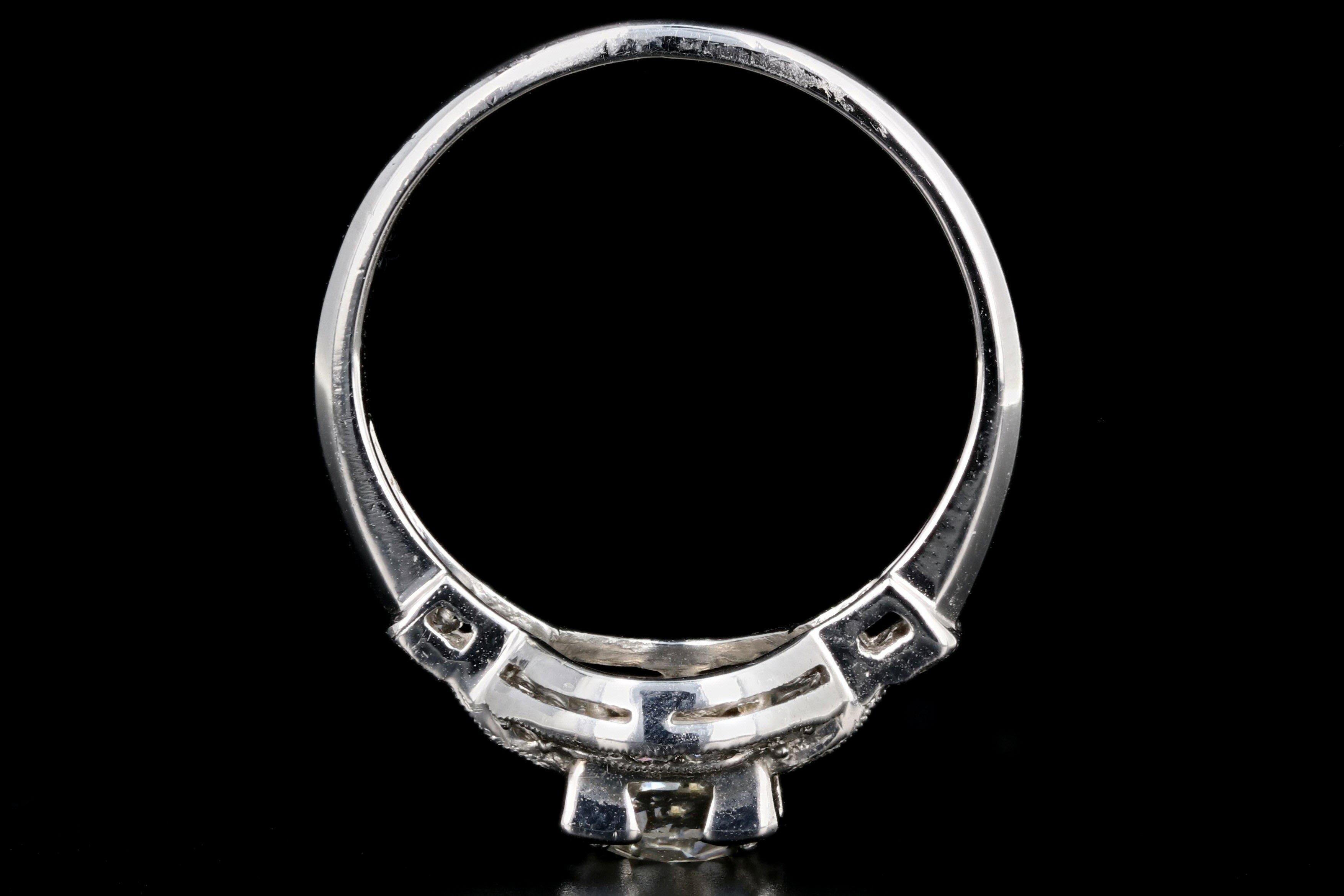 Art Deco Platinum .90 Carat Old European Cut Diamond Engagement Ring Size 7 - Queen May