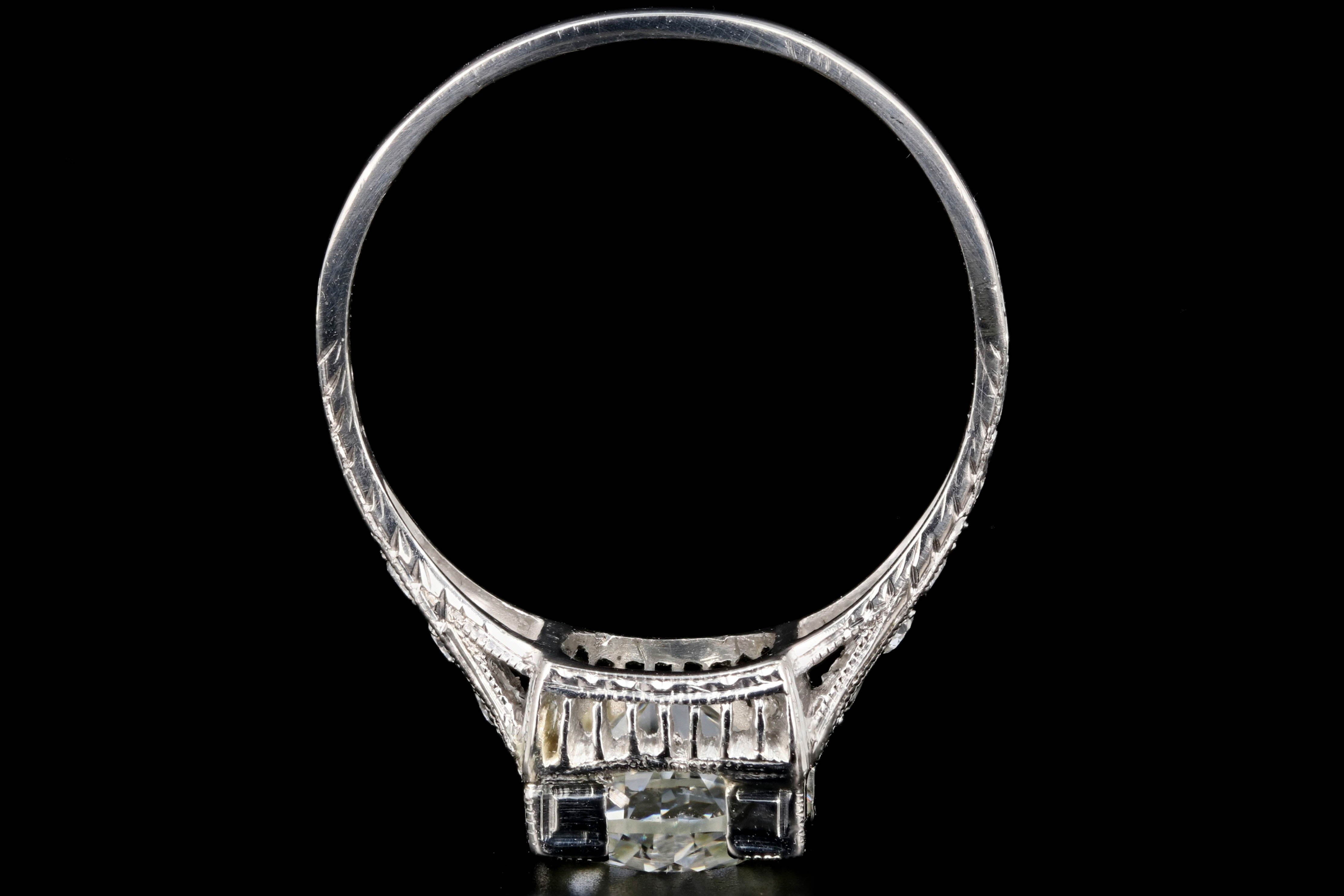 Art Deco Platinum 2.02 Carat Old European Cut Diamond Ring GIA Certified - Queen May