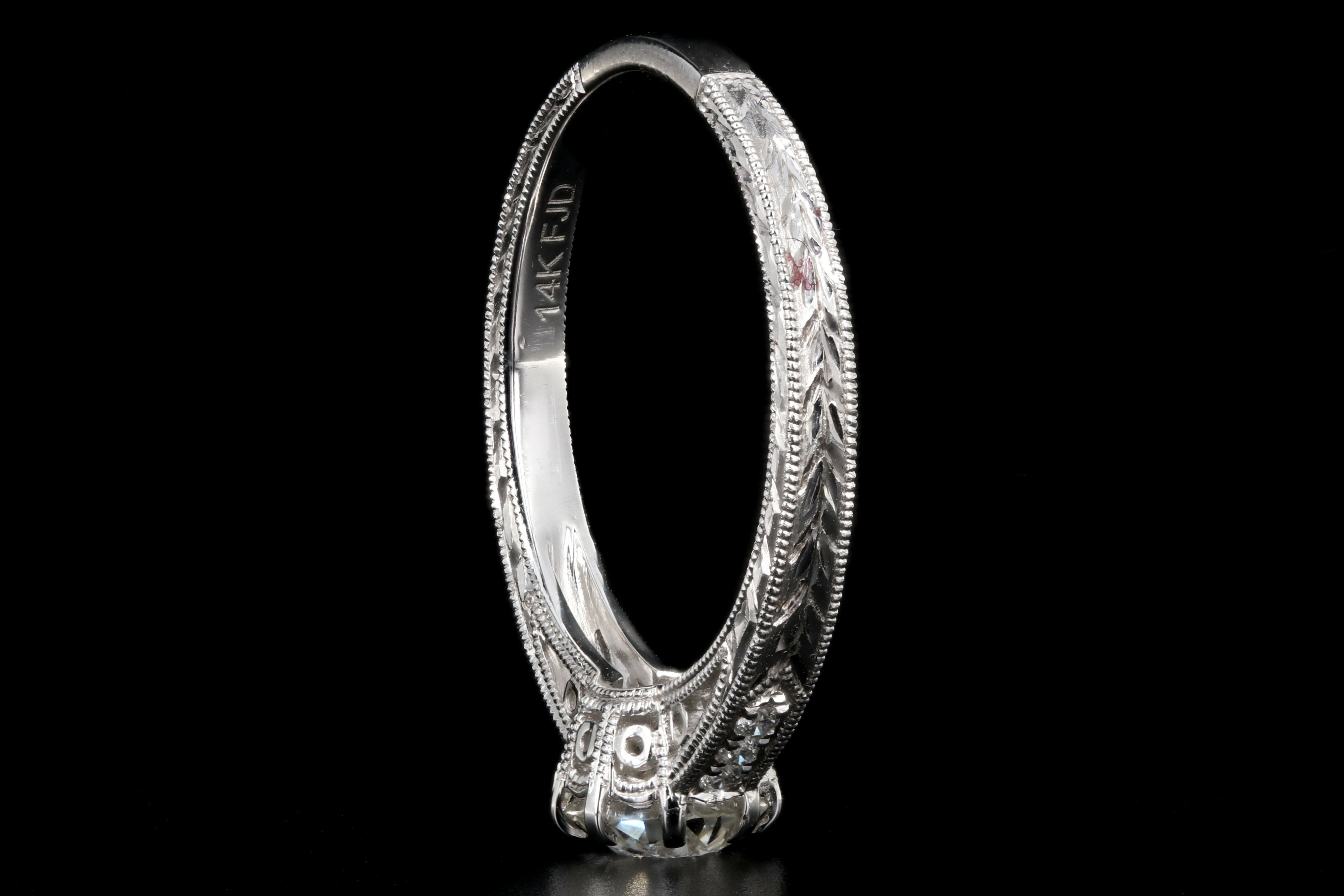 Modern 14K White Gold .69 Carat Old European Cut Diamond Engagement Ring - Queen May