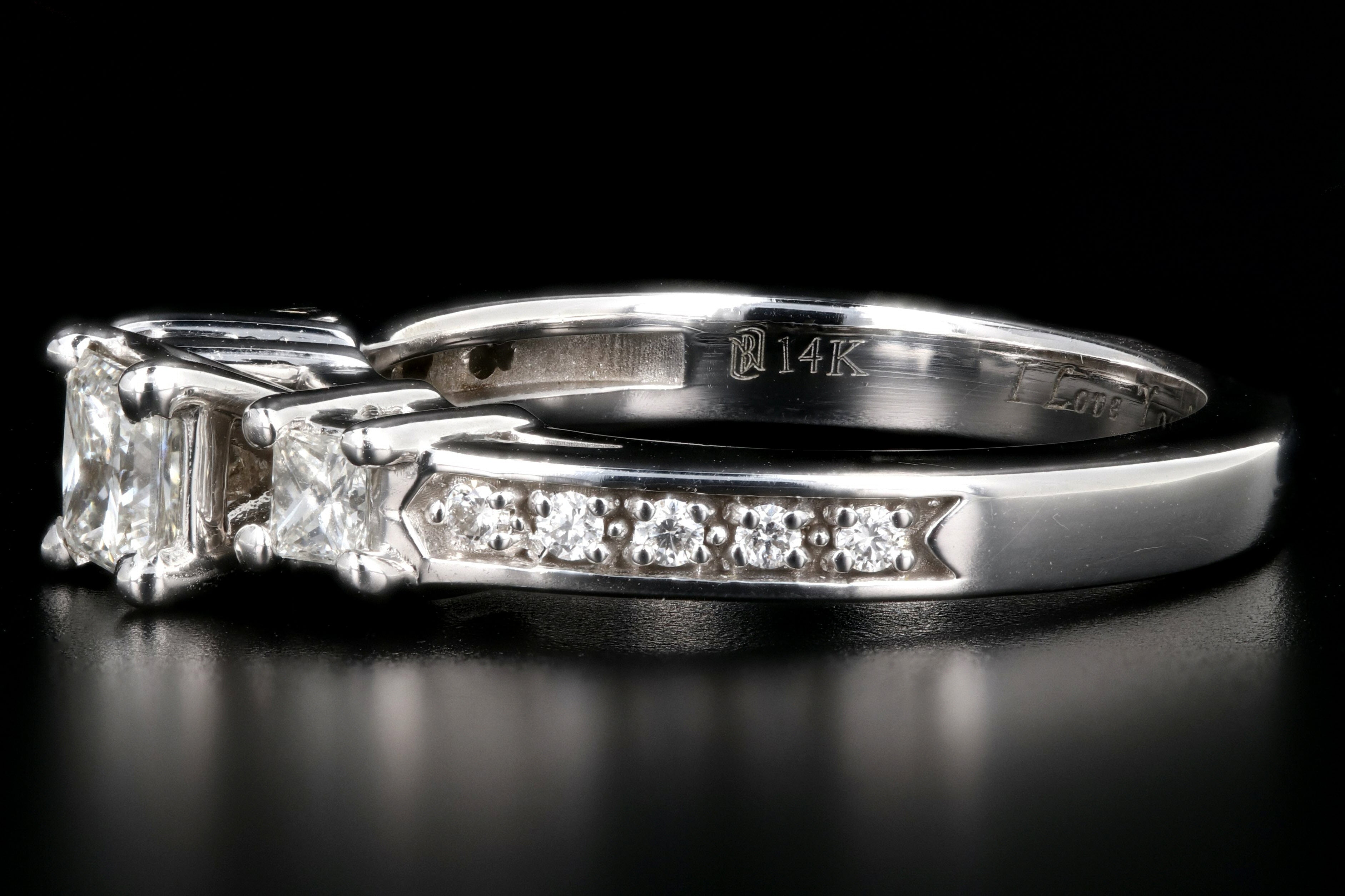 14K White Gold Princess Cut Diamond Engagement Ring GIA Paperwork - Queen May