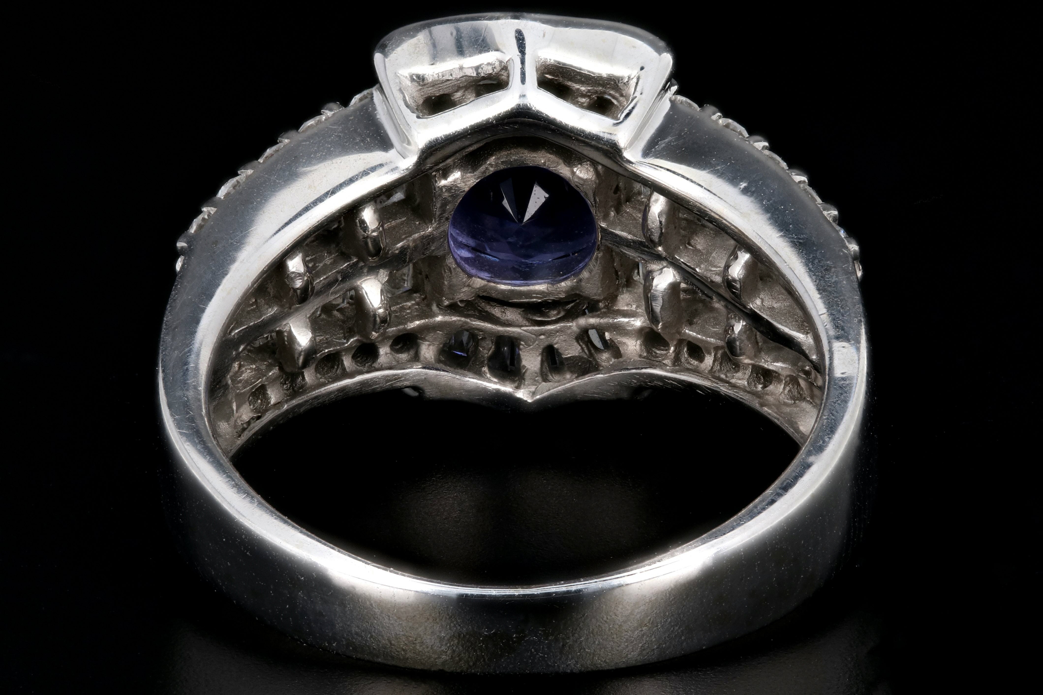 Modern 14K White Gold 2.15CT Round Cut Tanzanite and Diamond Ring - Queen May