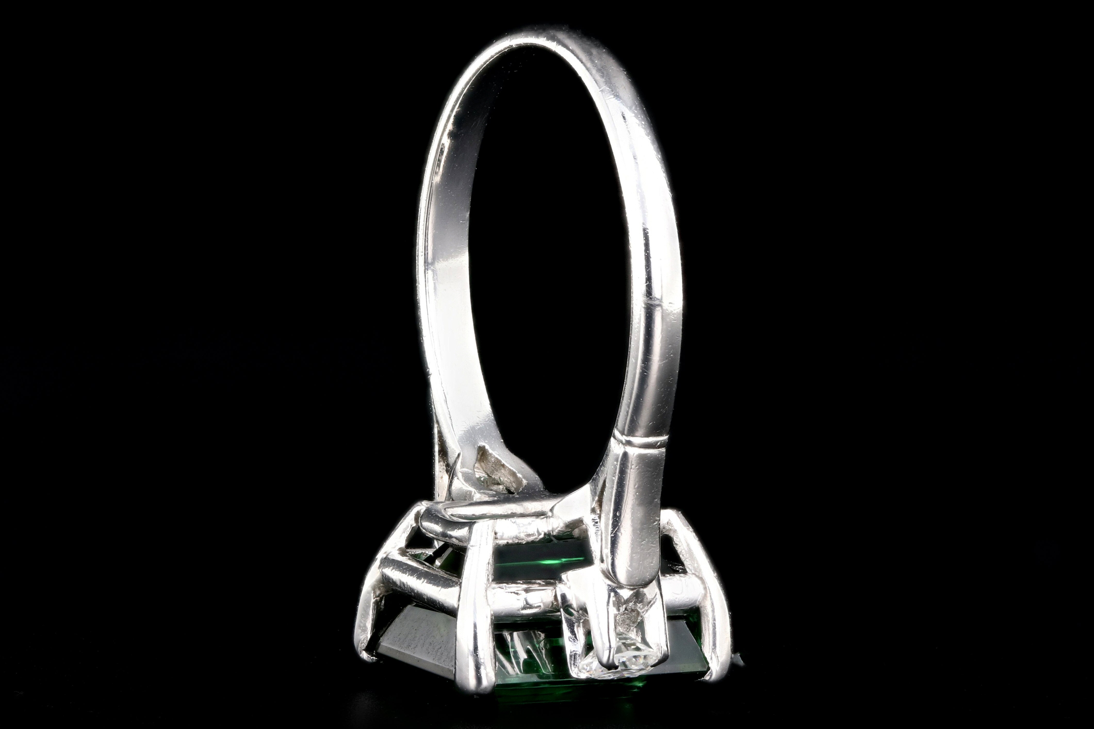 Modern Platinum 6.35 Carat Green Tourmaline and Diamond Ring - Queen May