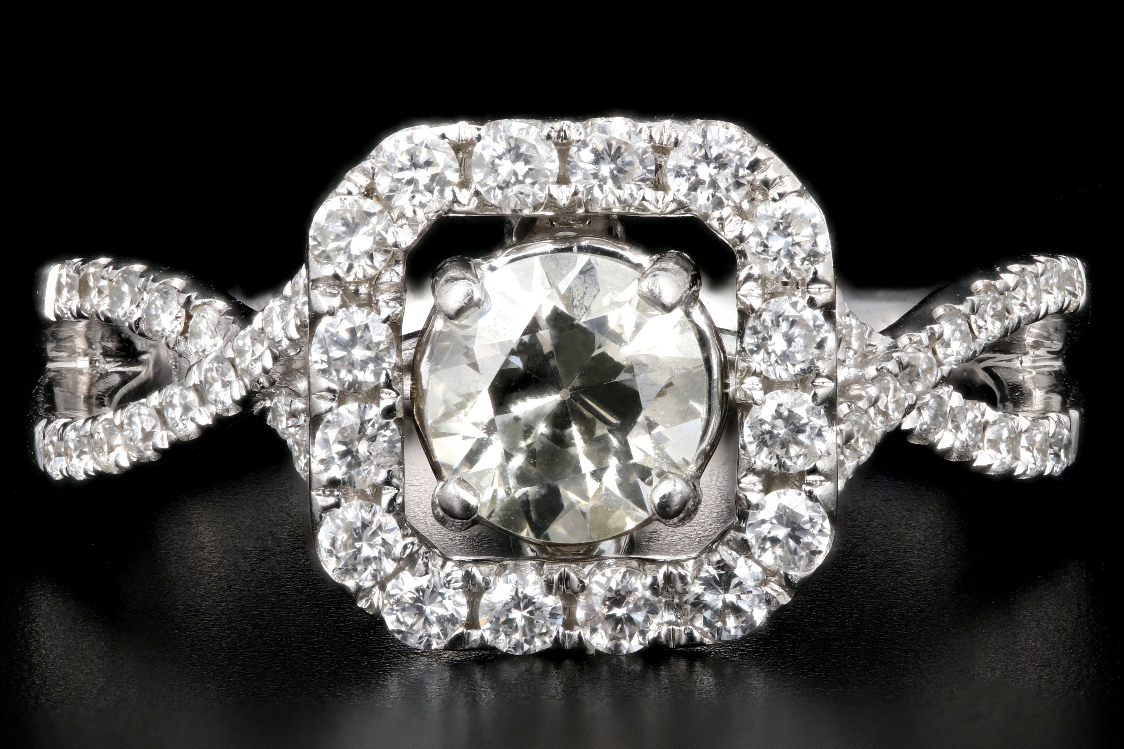 Modern 18K White Gold .56CT Old European Cut Diamond Engagement Ring - Queen May