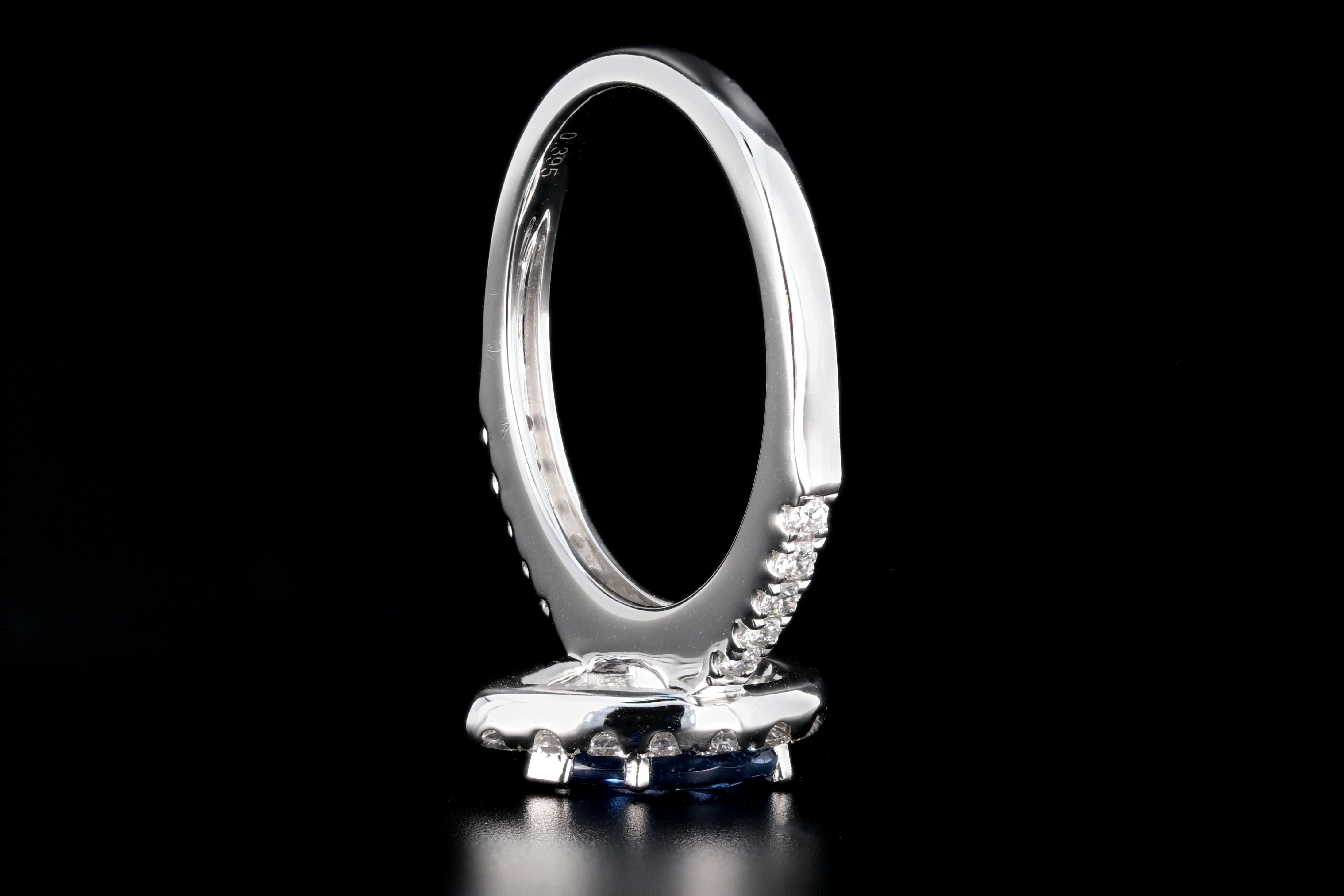 New 14K White Gold 1.42 Pear Shaped Natural Sapphire and Diamond Halo Ring - Queen May