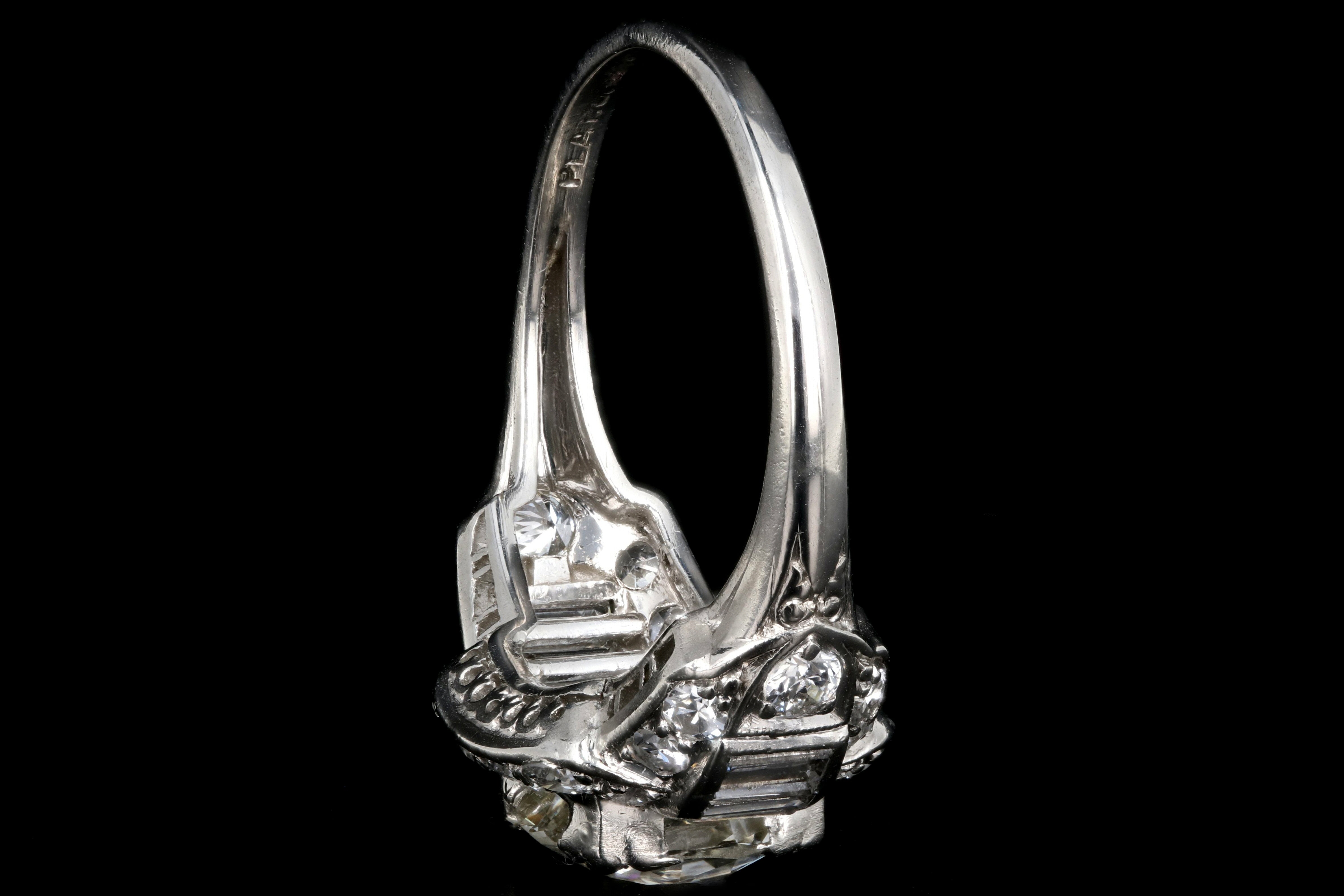 Art Deco Platinum 1.75 Carat Old European Cut Diamond Engagement Ring - Queen May