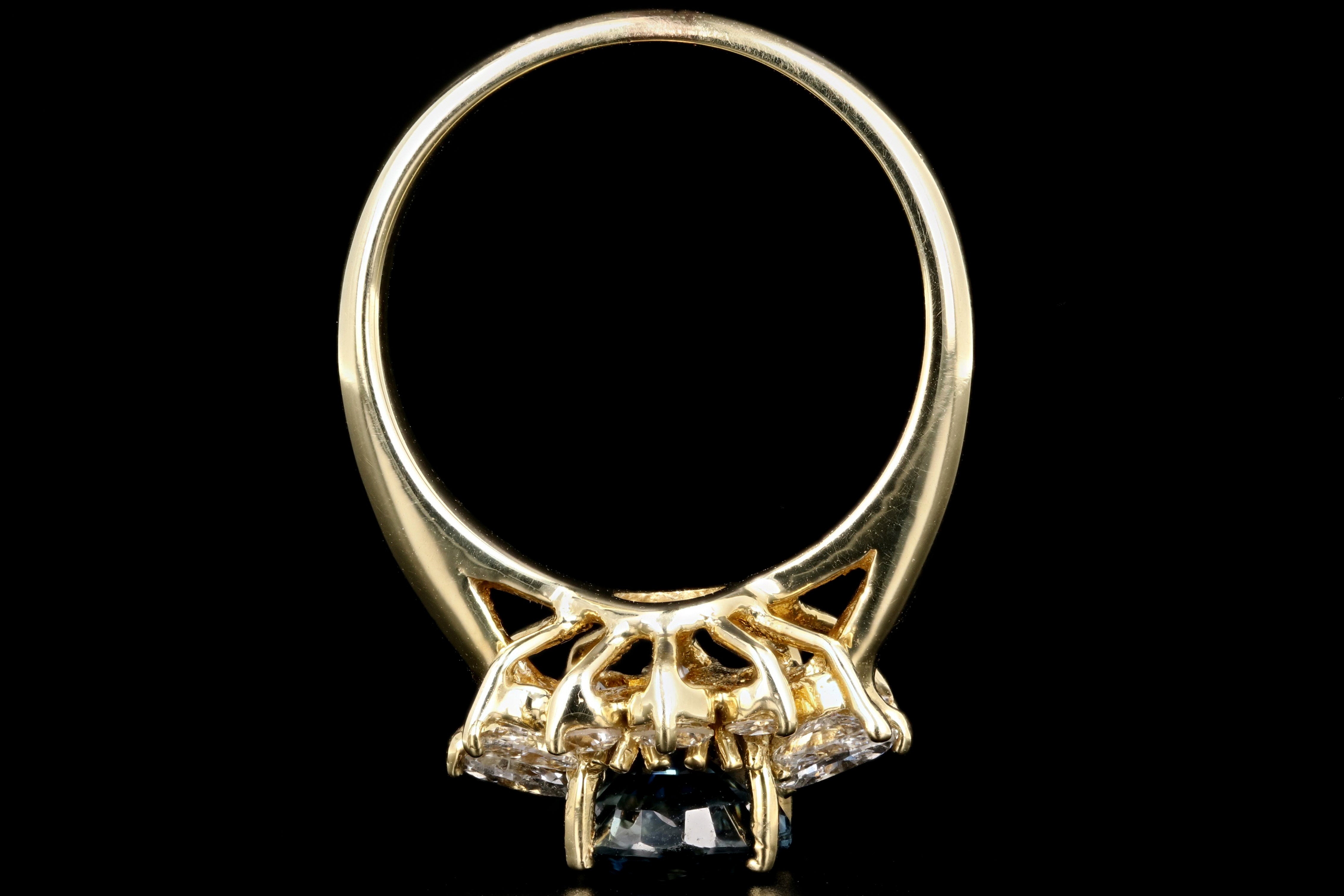 Modern 14K Yellow Gold GIA Certified 2.5 Carat Natural Sapphire and Diamond Halo Ring - Queen May