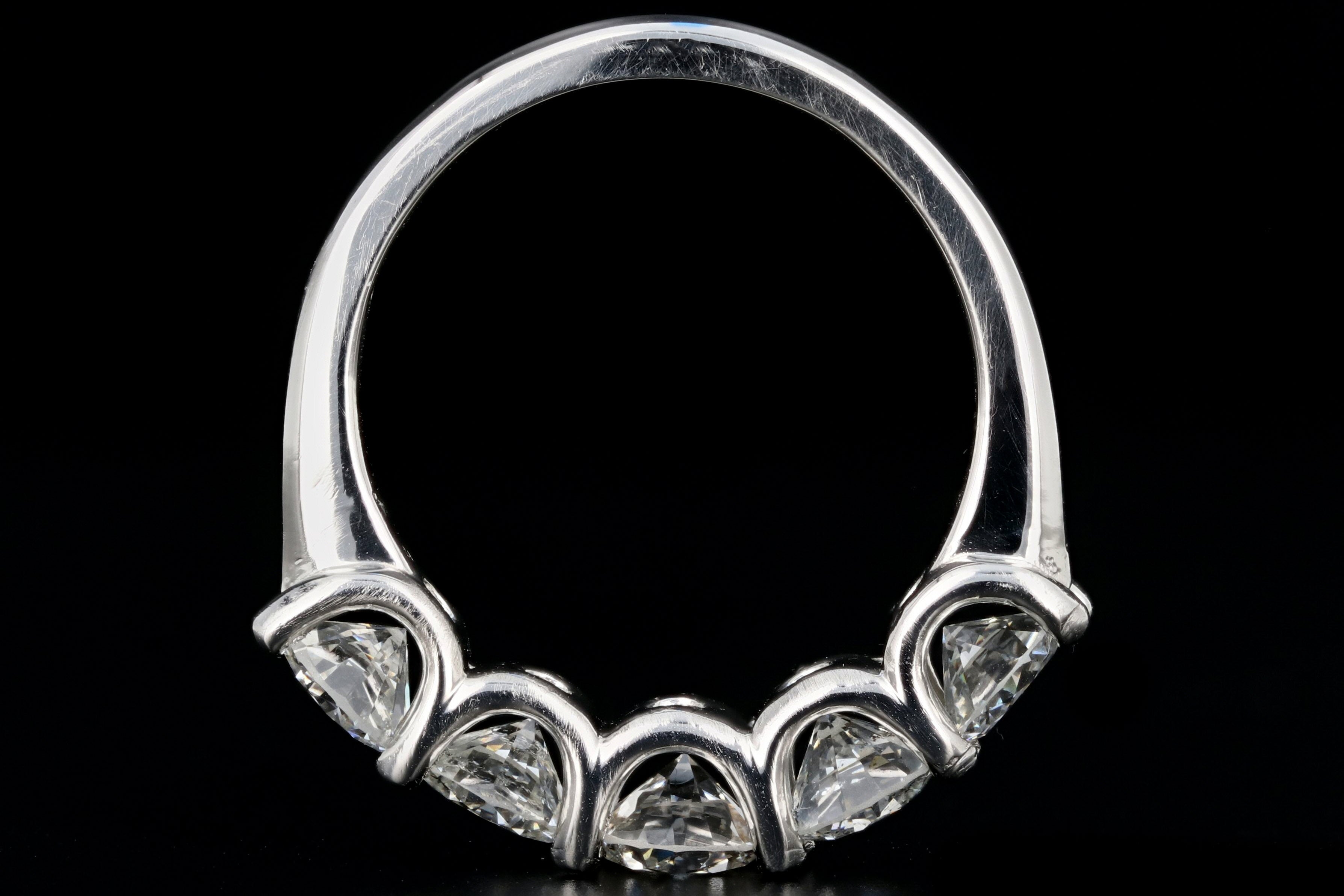 New Platinum 2.5 Carat Round Brilliant Cut Diamond 5 Stone Band - Queen May