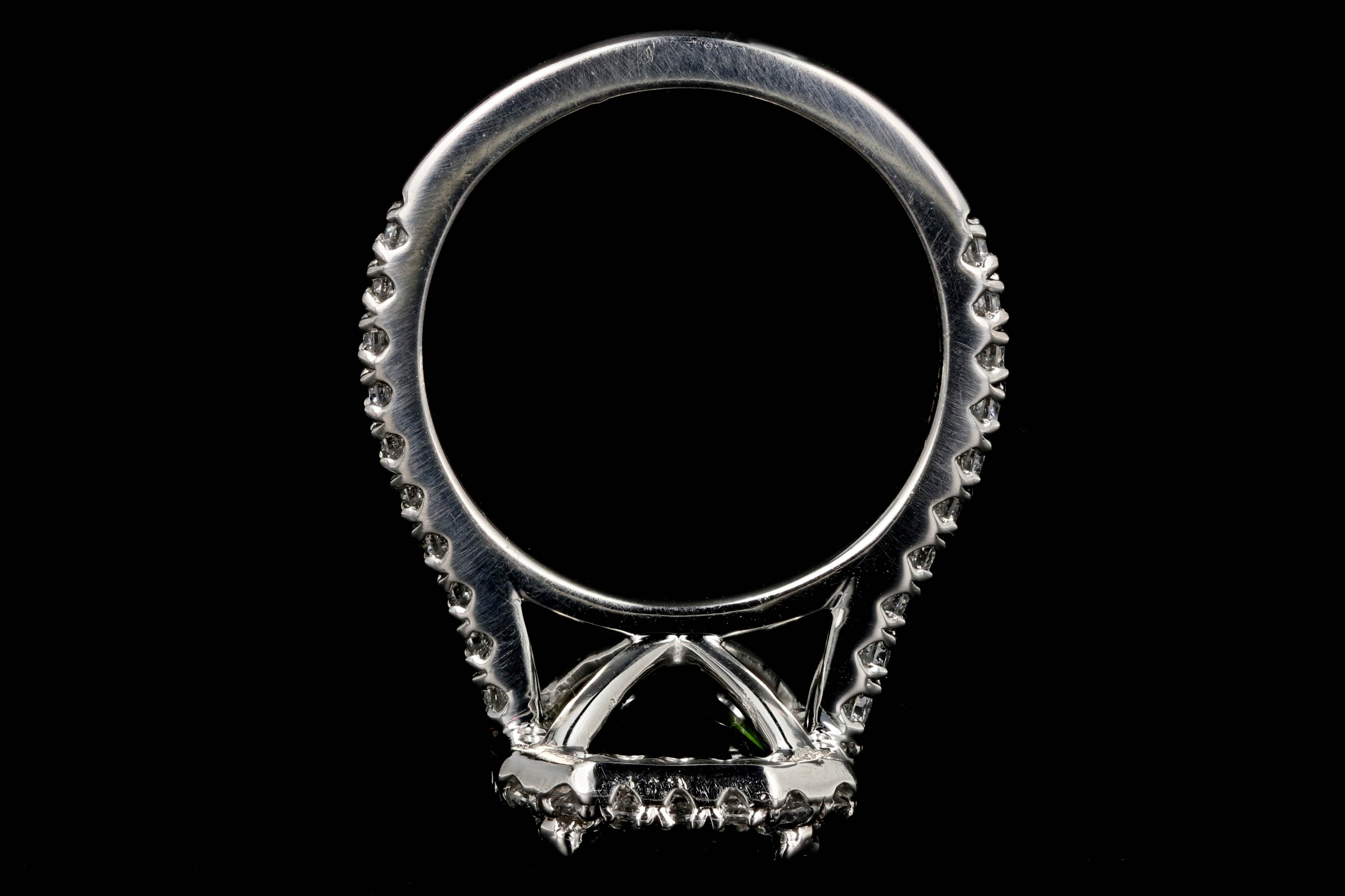 New Platinum 5.65 Carat Green Tourmaline and Diamond Halo Ring - Queen May