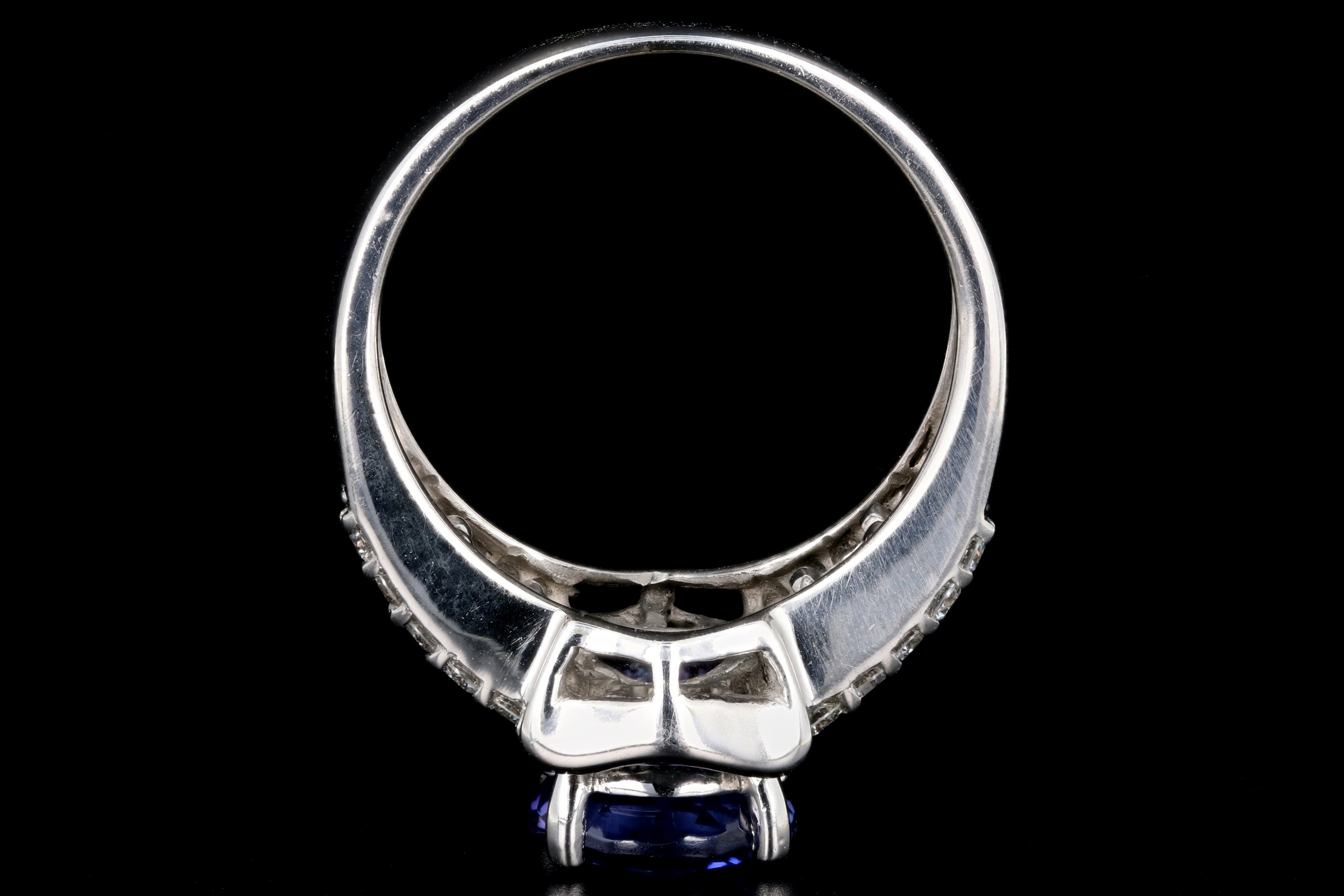Modern 14K White Gold 2.15CT Round Cut Tanzanite and Diamond Ring - Queen May