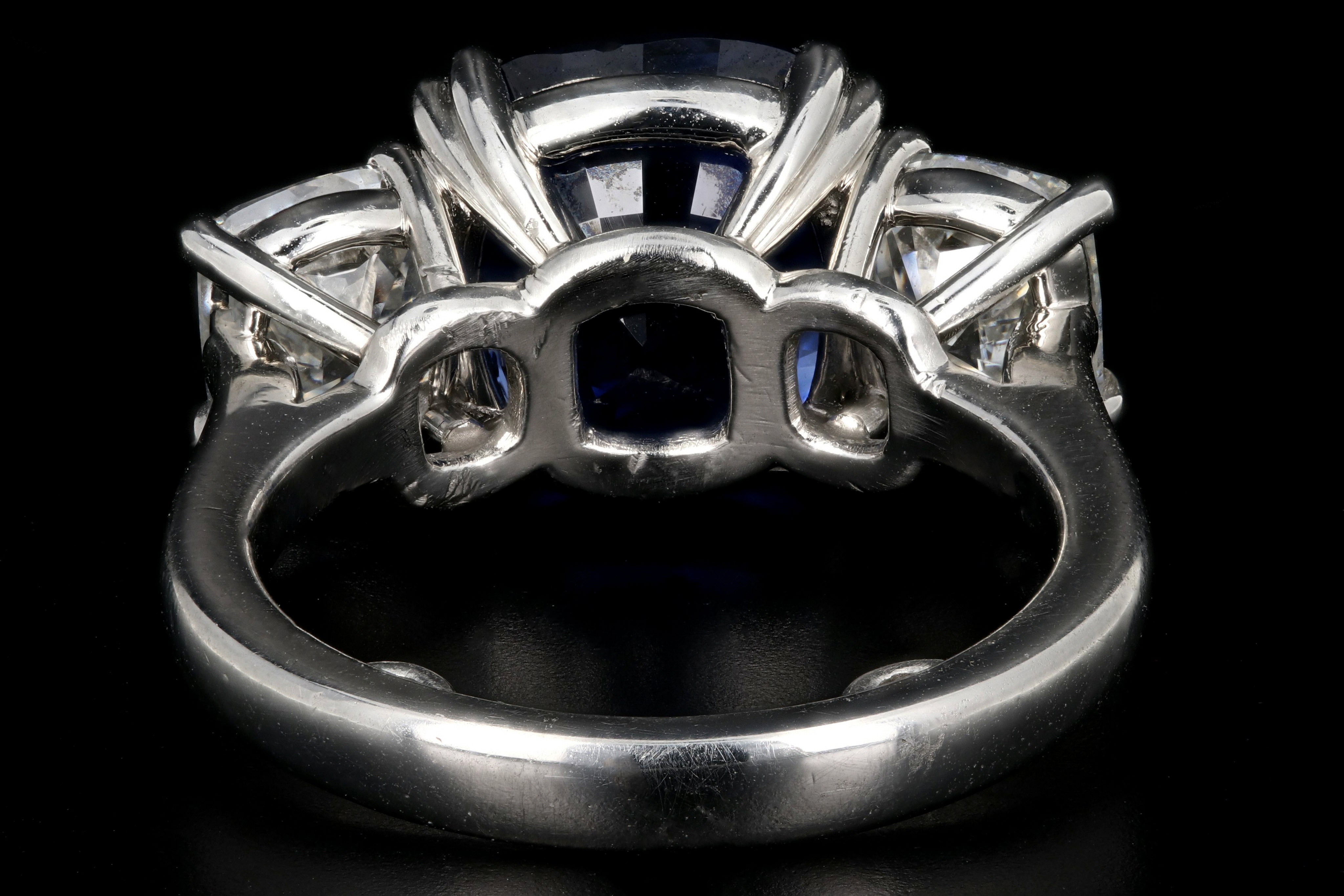 Platinum 7.2ct Madagascar Sapphire Flanked By Two 1.4ct G VS2 Diamonds - Queen May