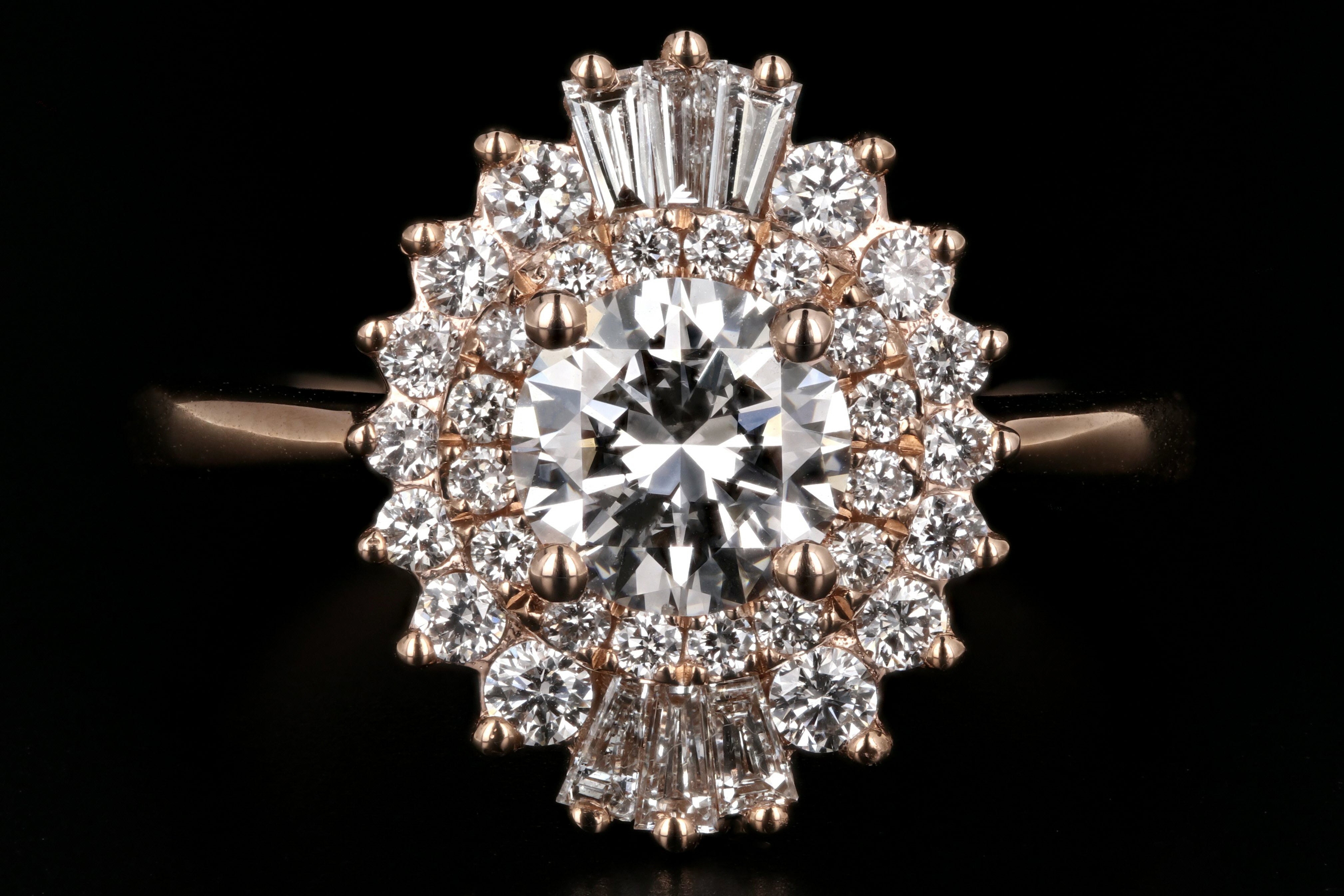Modern 14k Rose Gold .80CT Round Cut Diamond Engagement Ring GIA Certified - Queen May