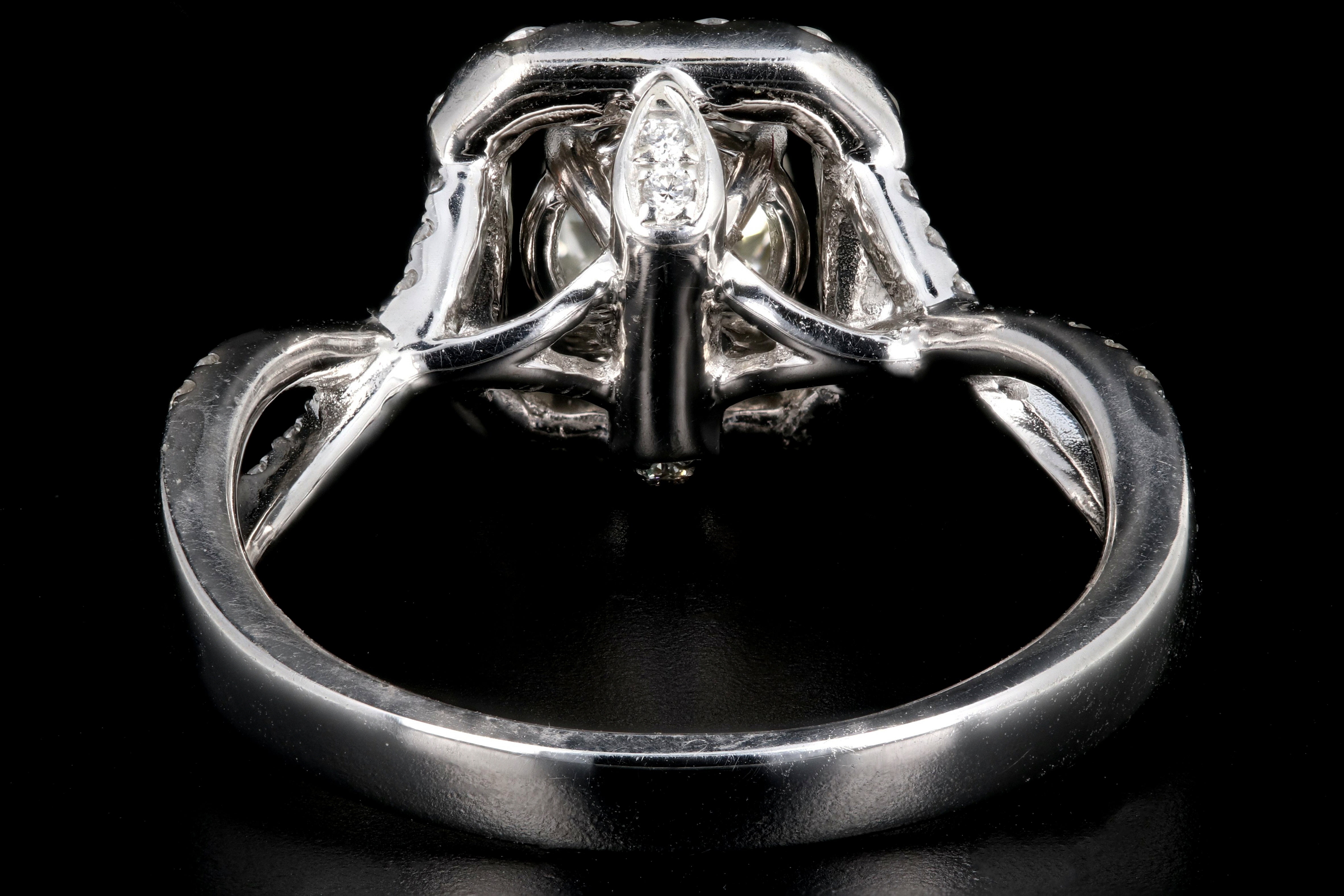 Modern 18K White Gold .56CT Old European Cut Diamond Engagement Ring - Queen May
