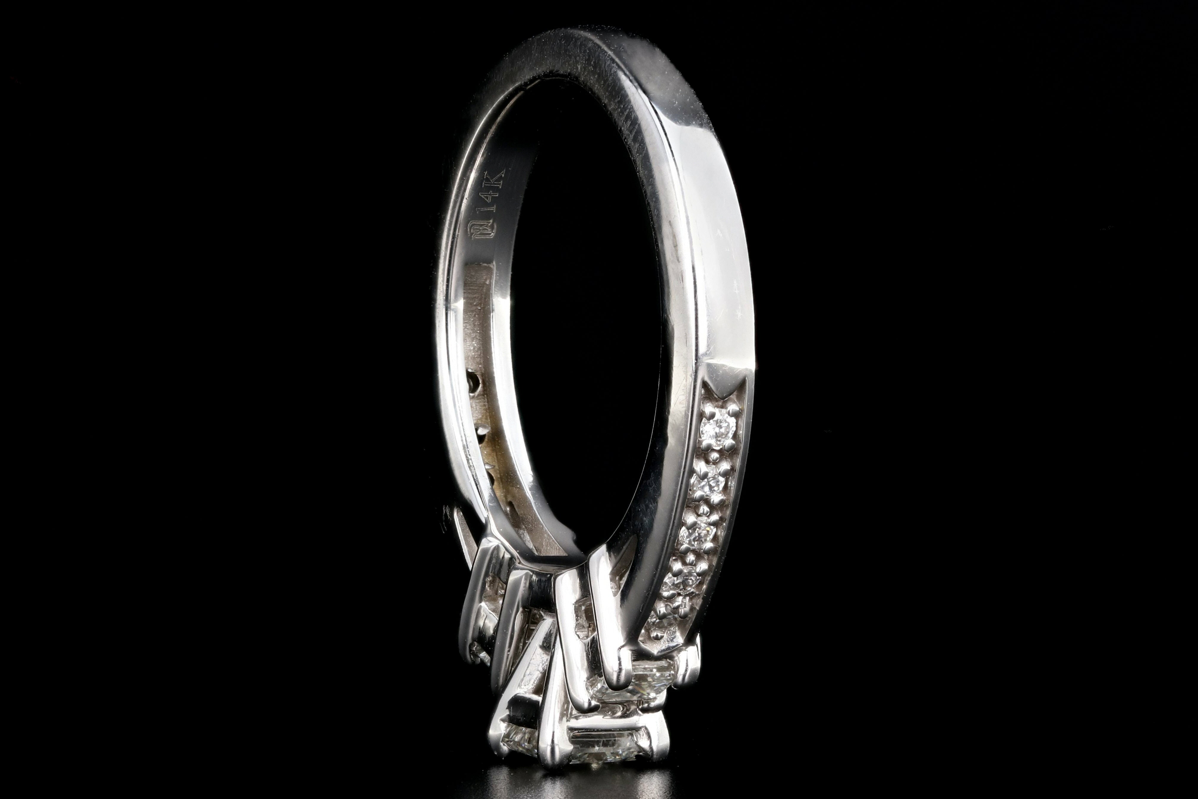 14K White Gold Princess Cut Diamond Engagement Ring GIA Paperwork - Queen May