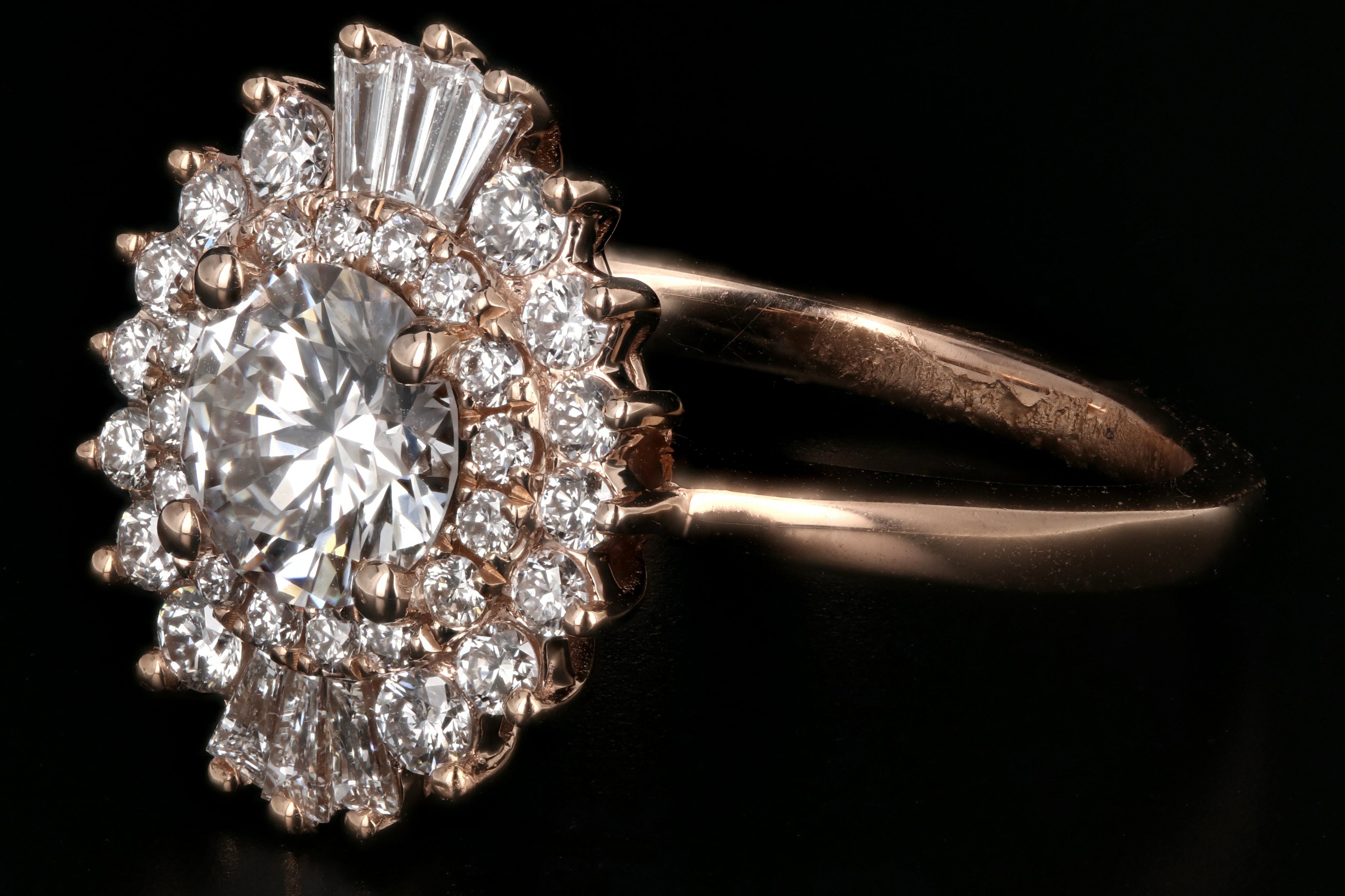 Modern 14k Rose Gold .80CT Round Cut Diamond Engagement Ring GIA Certified - Queen May