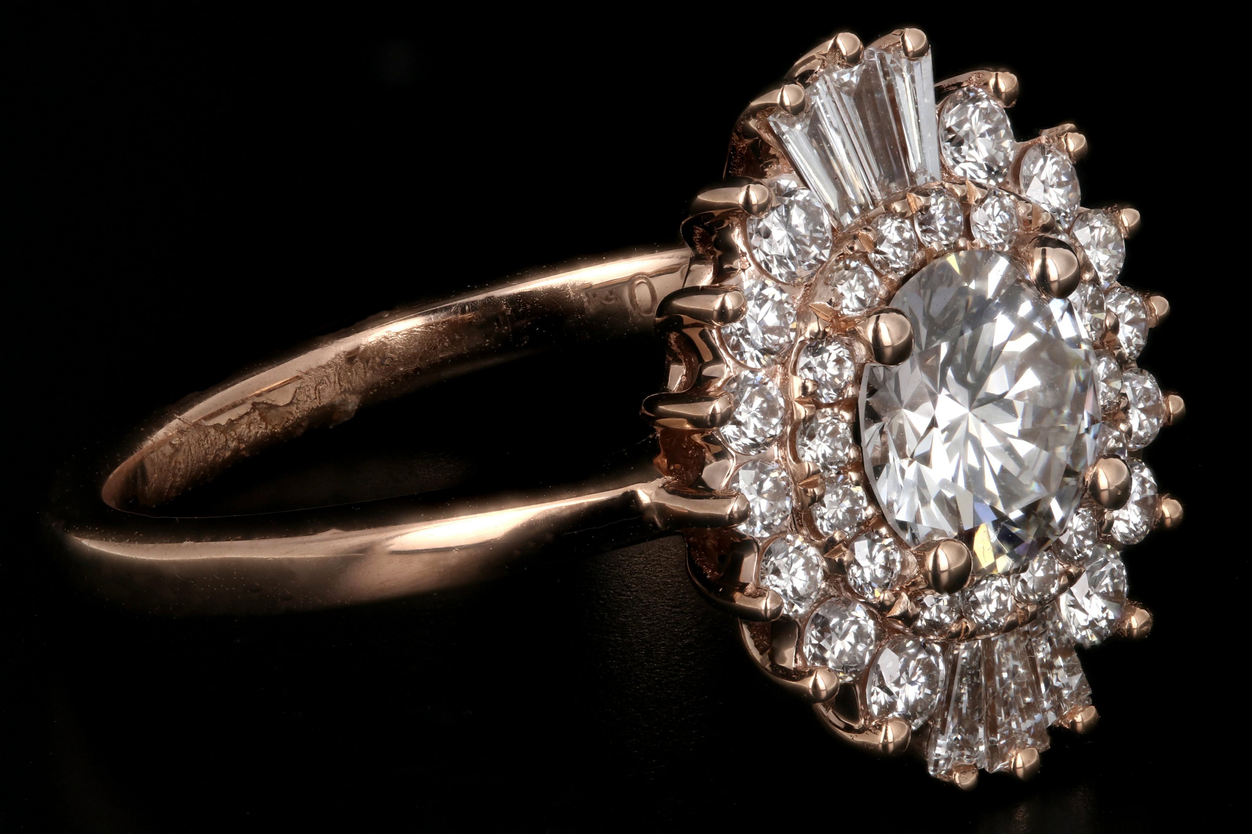 Modern 14k Rose Gold .80CT Round Cut Diamond Engagement Ring GIA Certified - Queen May