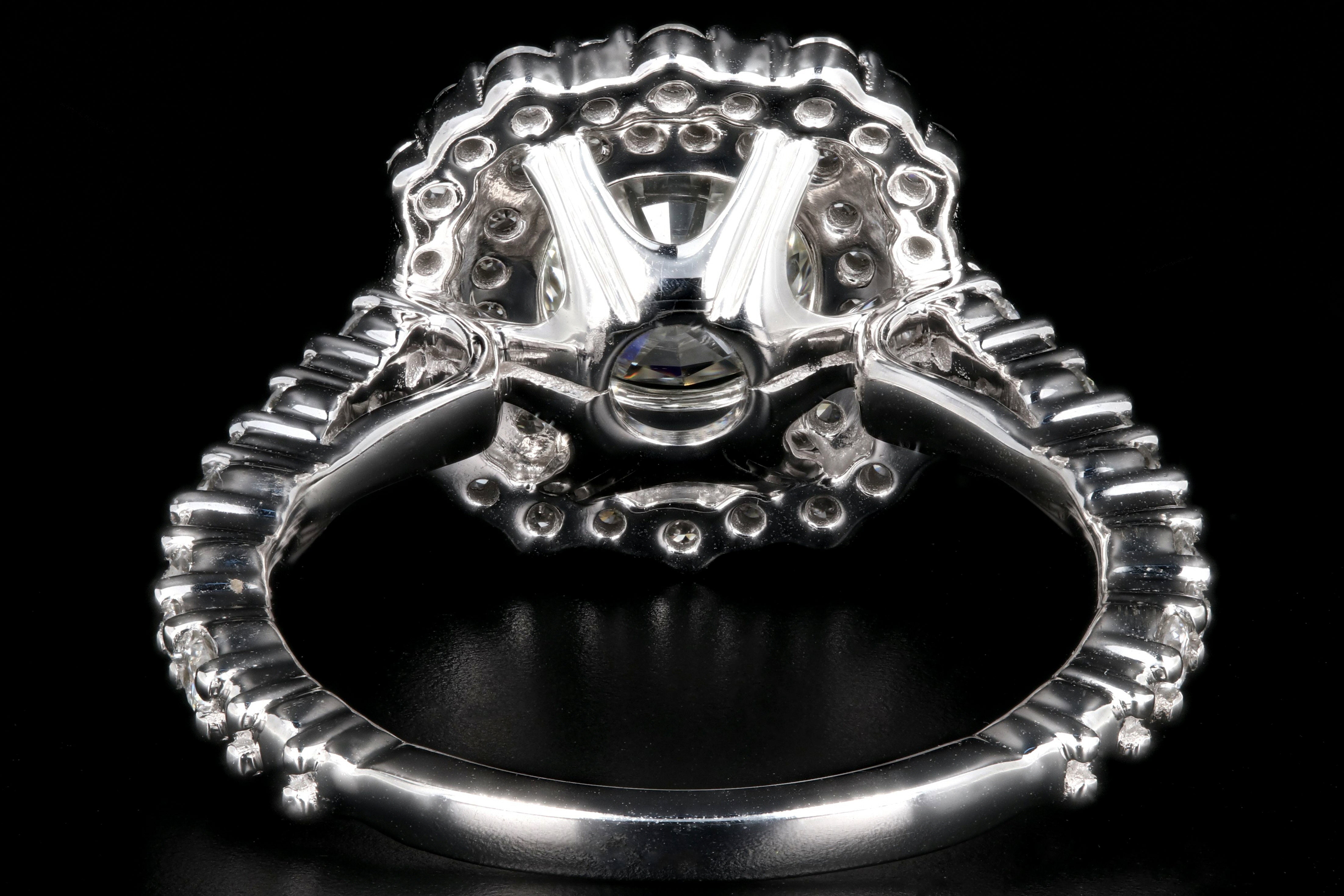 New 14K White Gold 1.06 Carat Diamond Halo Engagement Ring - Queen May