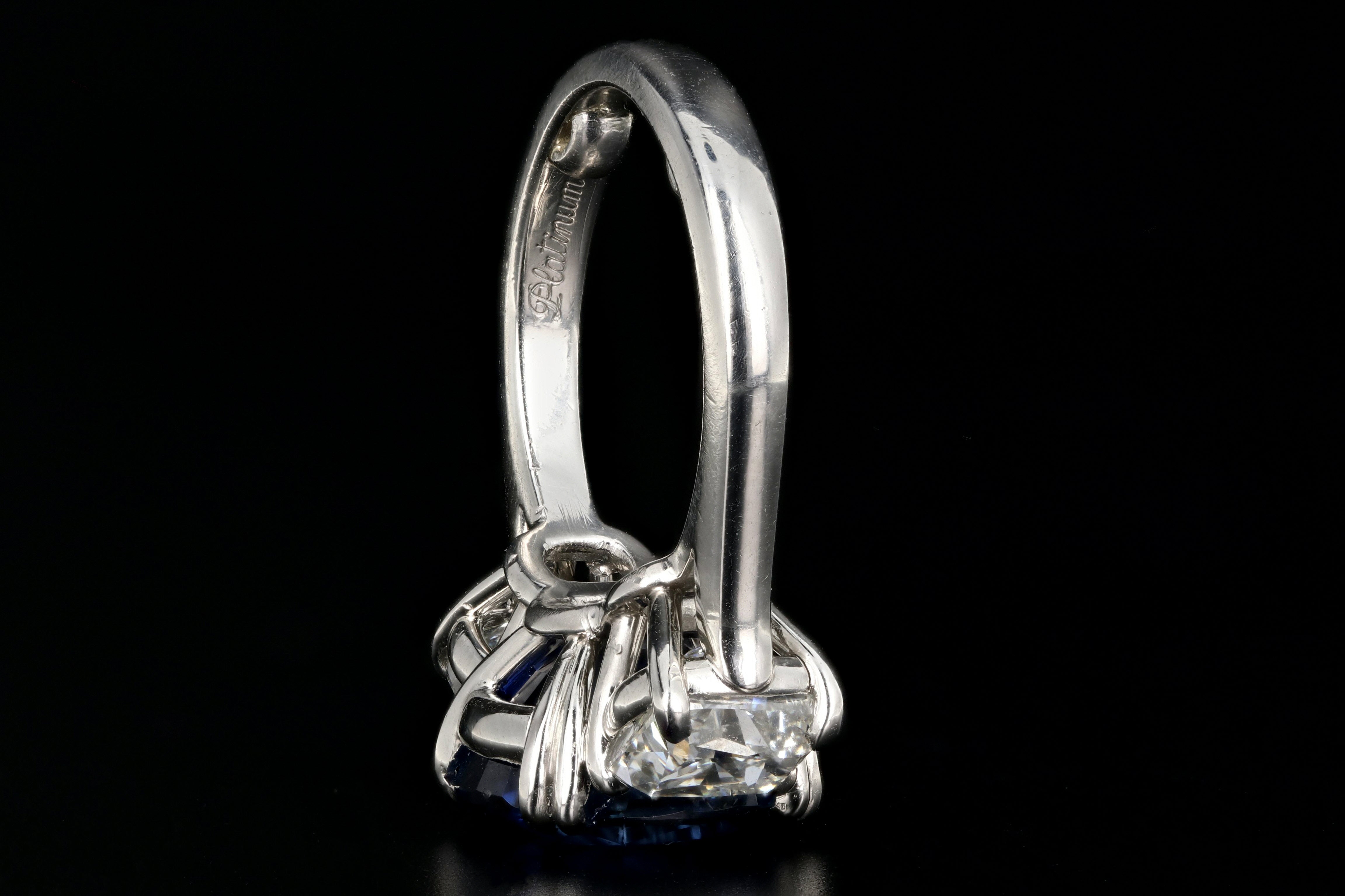 Platinum 7.2ct Madagascar Sapphire Flanked By Two 1.4ct G VS2 Diamonds - Queen May