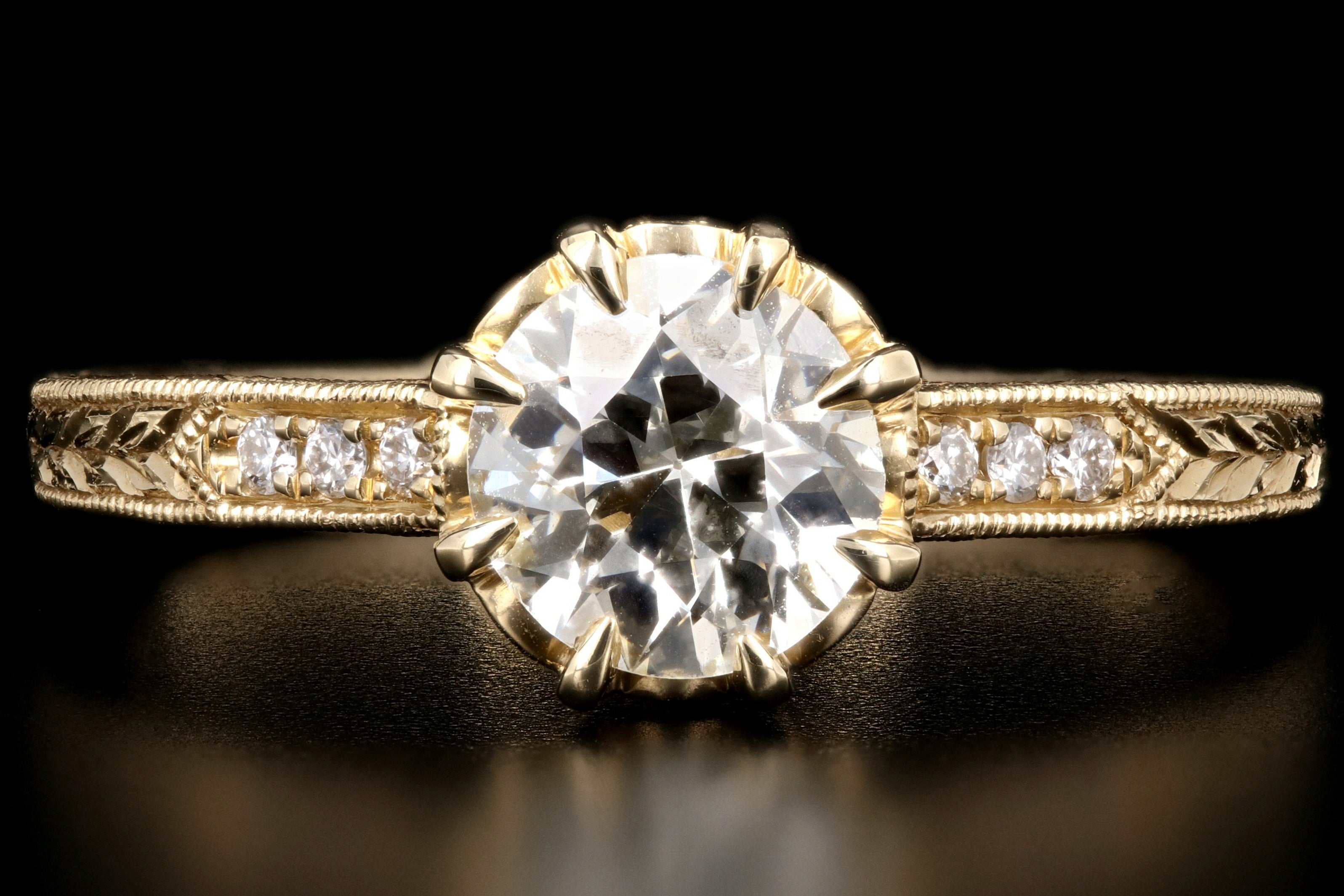14K Yellow Gold .81 Carat Diamond Ring - Queen May