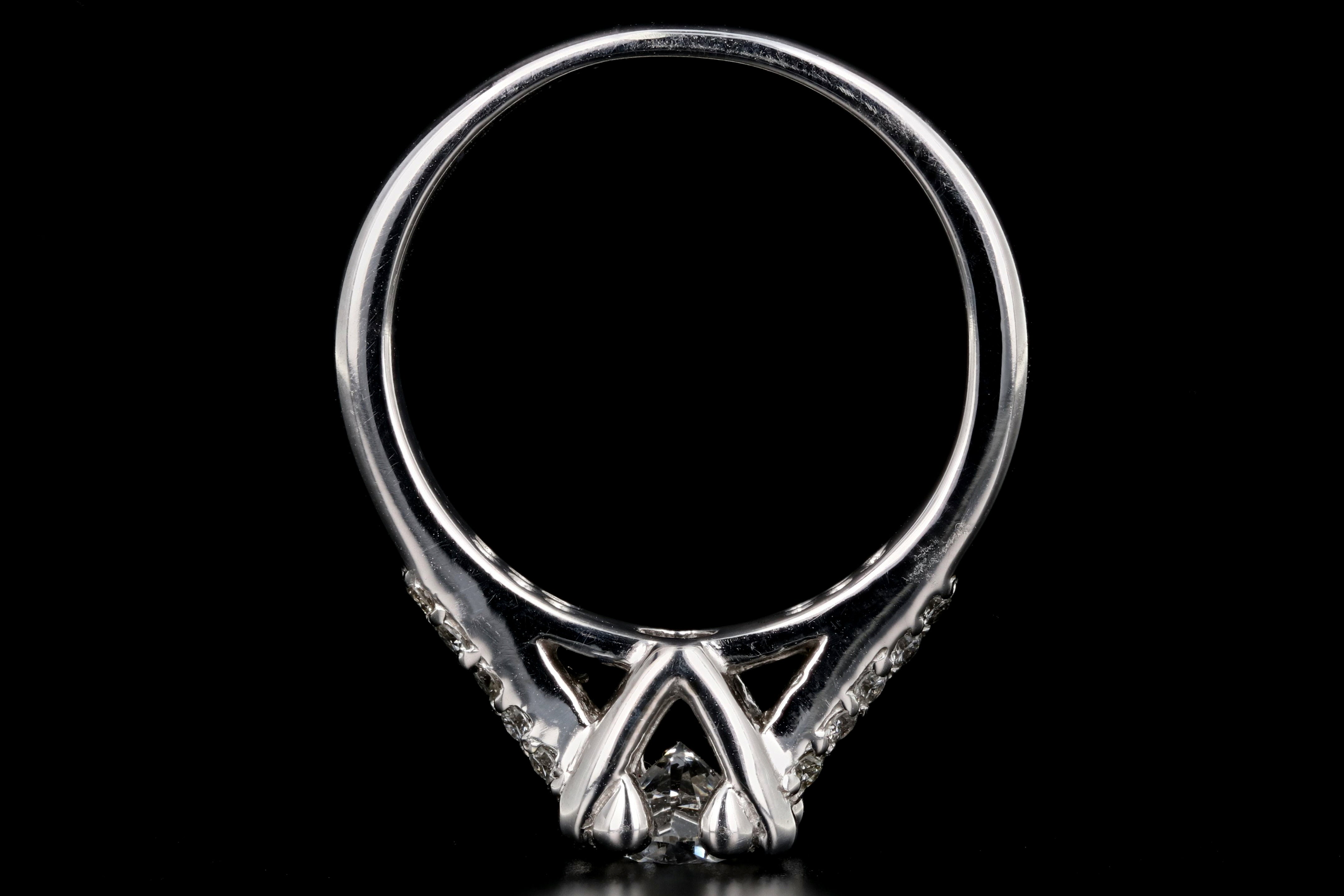 Modern 14K White Gold .73 Carat Round Brilliant Cut Diamond Engagement Ring - Queen May