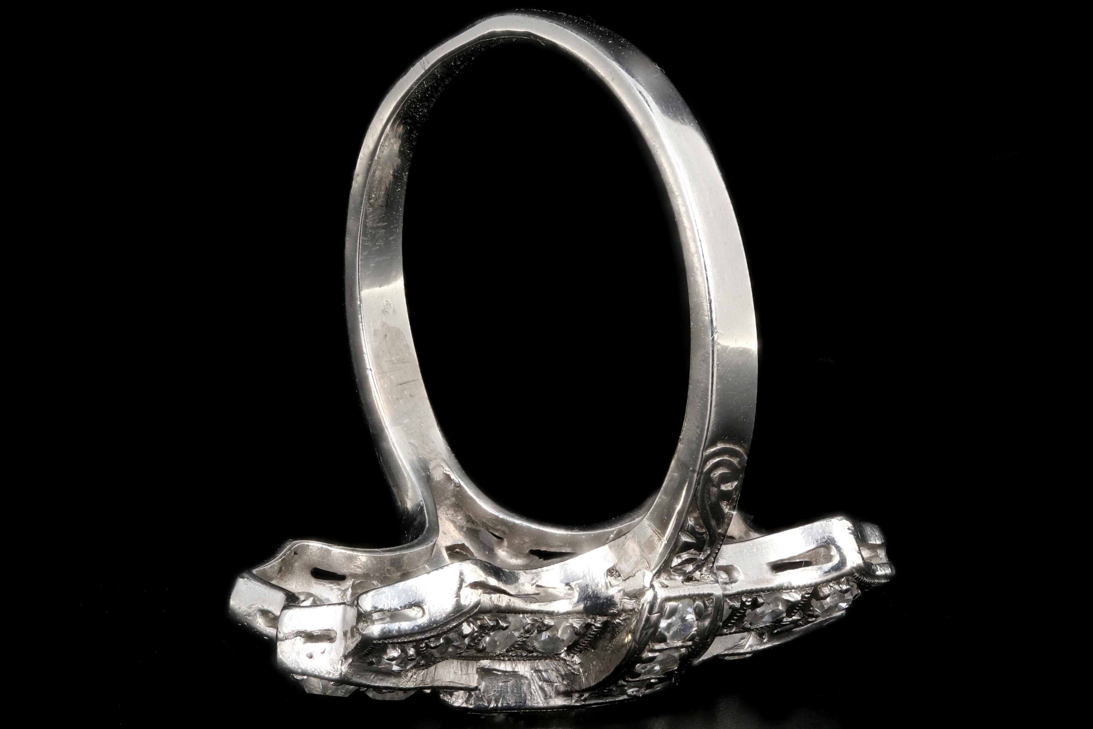 Art Deco Platinum Diamond Shield Ring Size 6.5 - Queen May