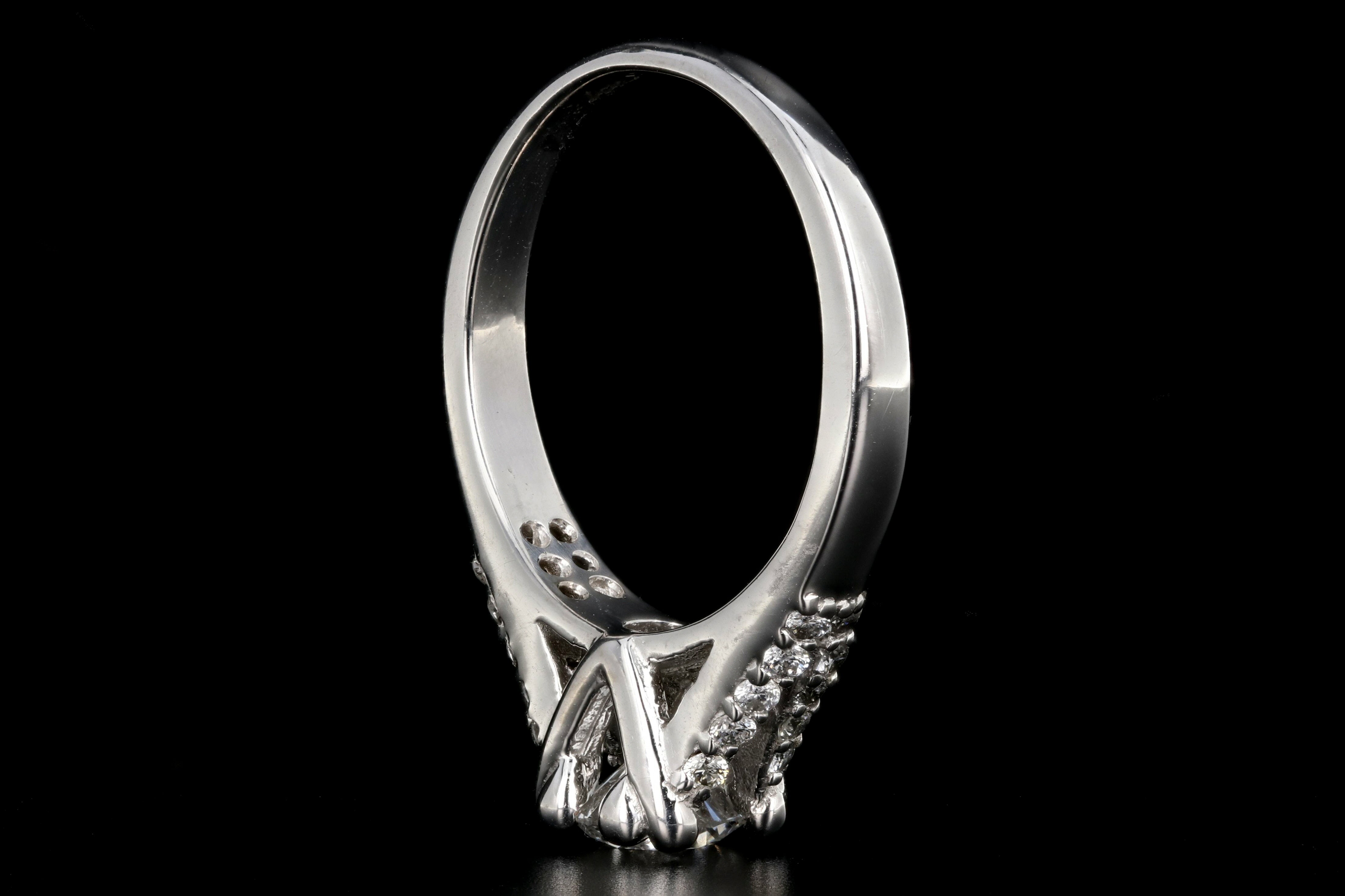 Modern 14K White Gold .73 Carat Round Brilliant Cut Diamond Engagement Ring - Queen May