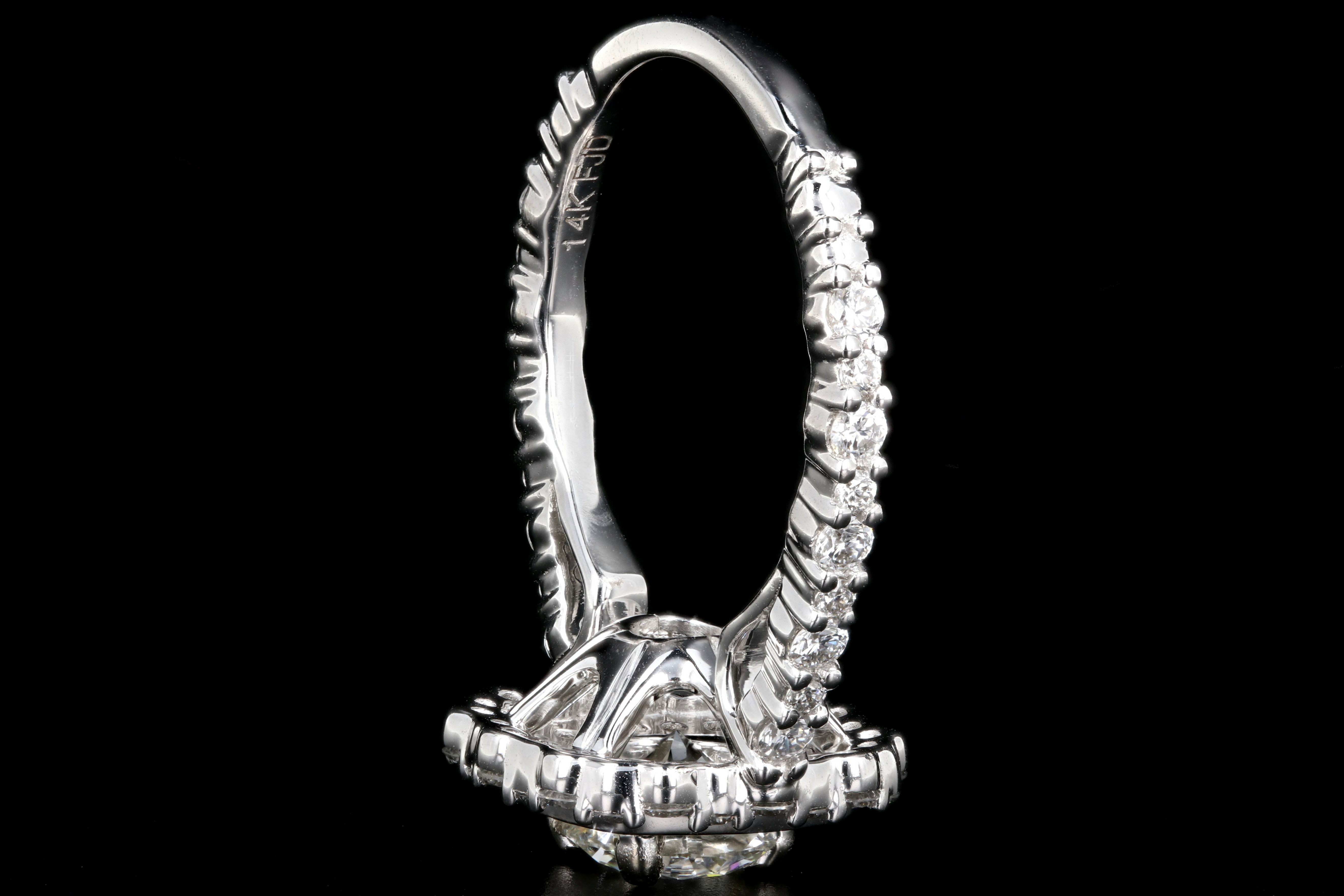 New 14K White Gold 1.06 Carat Diamond Halo Engagement Ring - Queen May