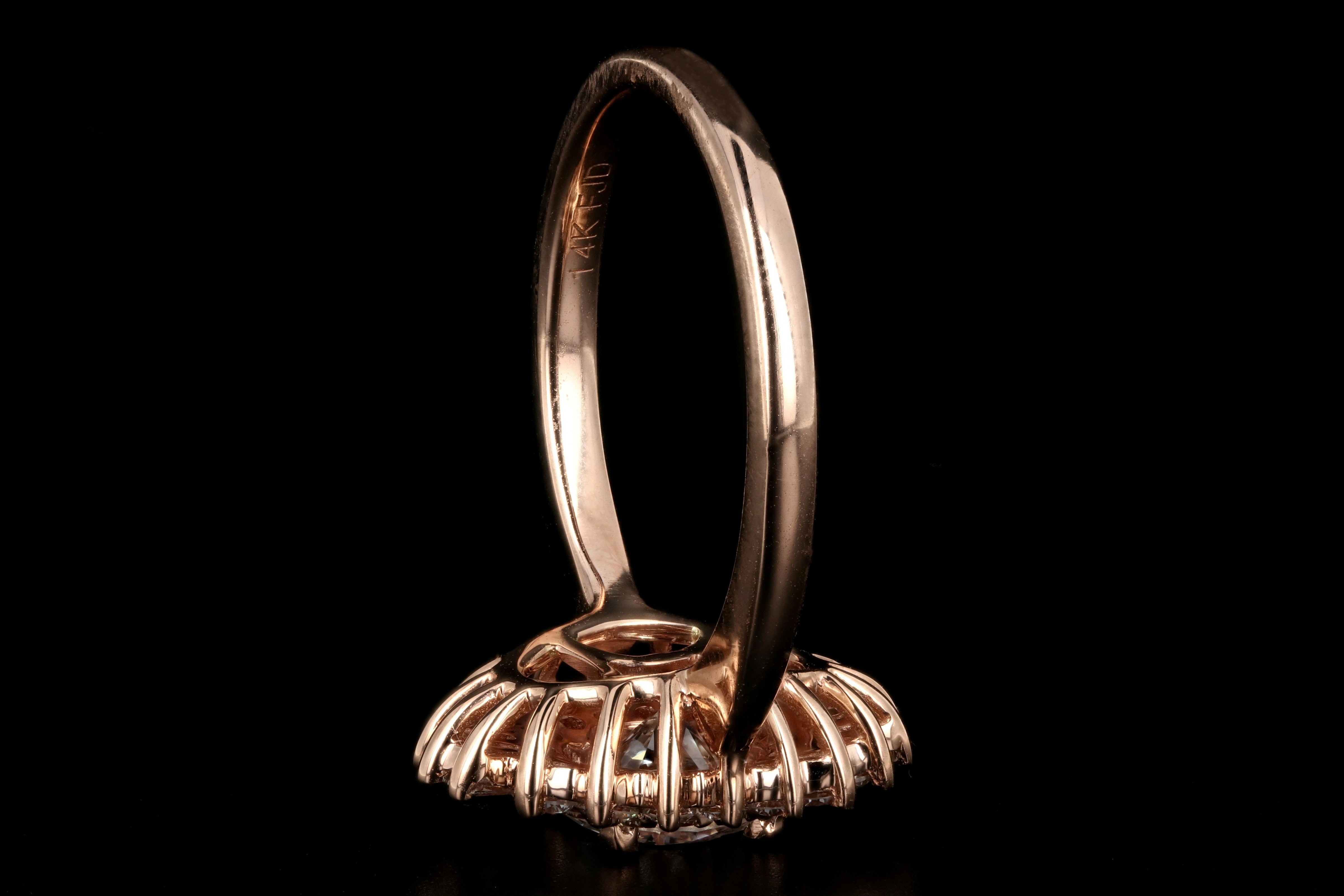 Modern 14k Rose Gold .80CT Round Cut Diamond Engagement Ring GIA Certified - Queen May