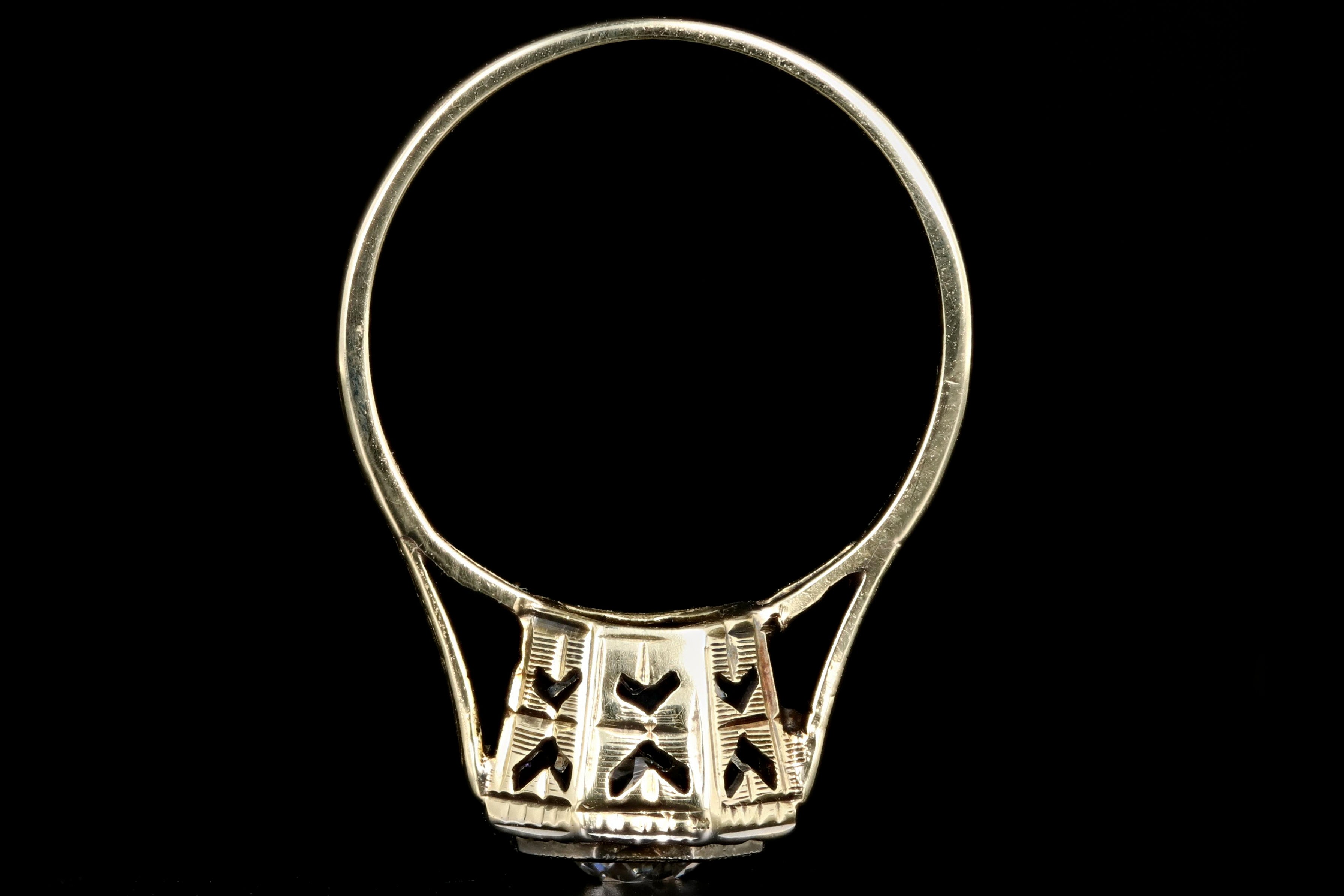 Art Deco 14K .52CT Old European Cut Diamond Engagement Ring - Queen May