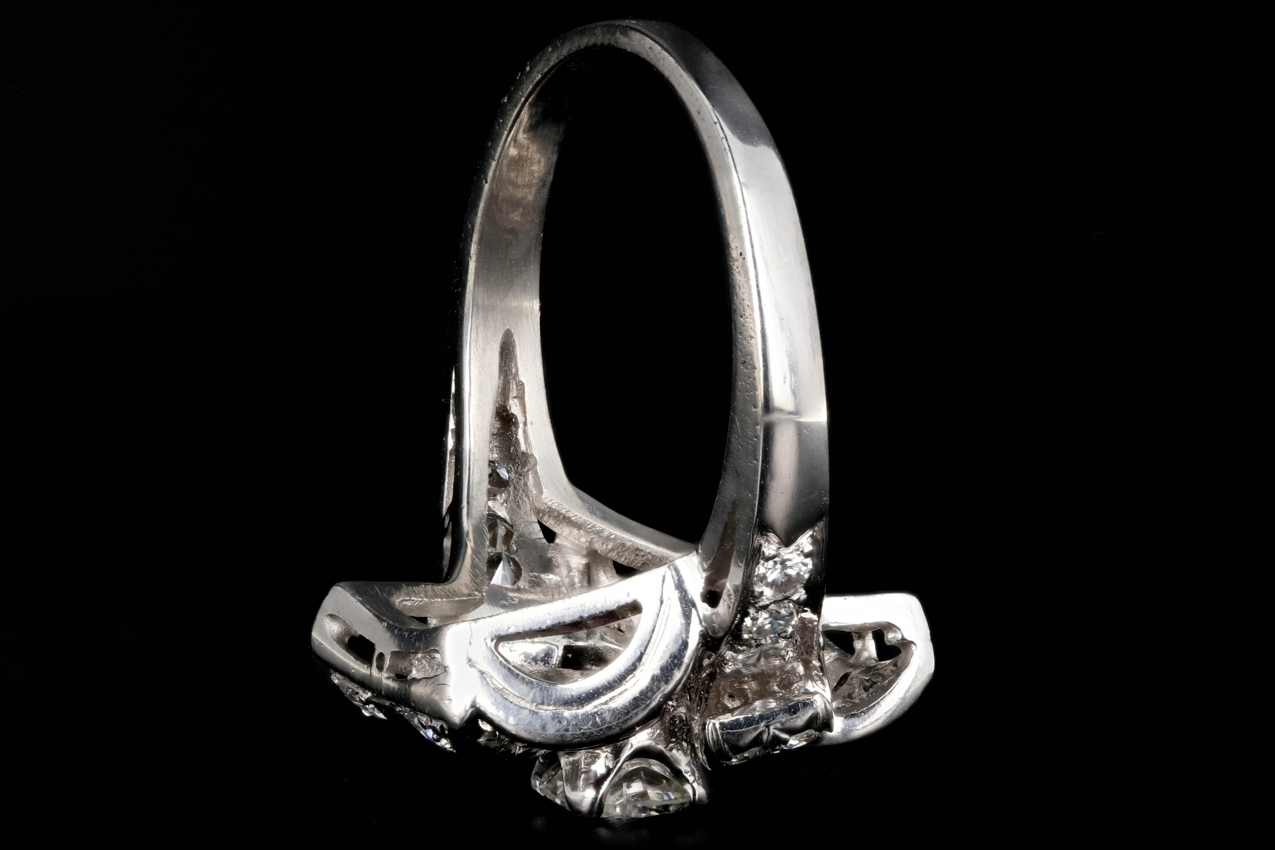 Retro Platinum 1.16 Carat Diamond and Ruby Cocktail Ring - Queen May