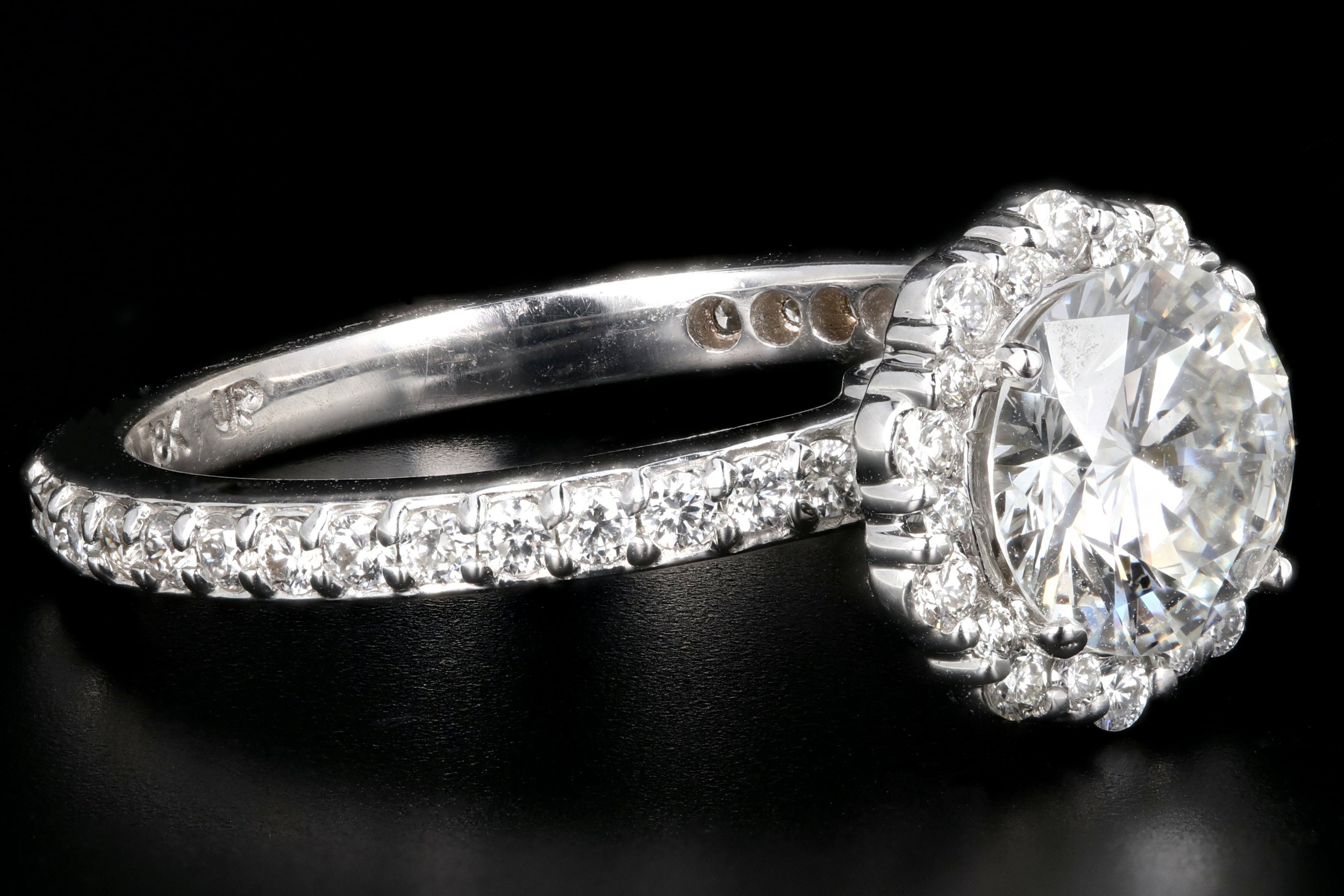 Modern 18K White Gold 1.26CT Round Brilliant Cut Diamond Engagement Ring GIA Certified - Queen May