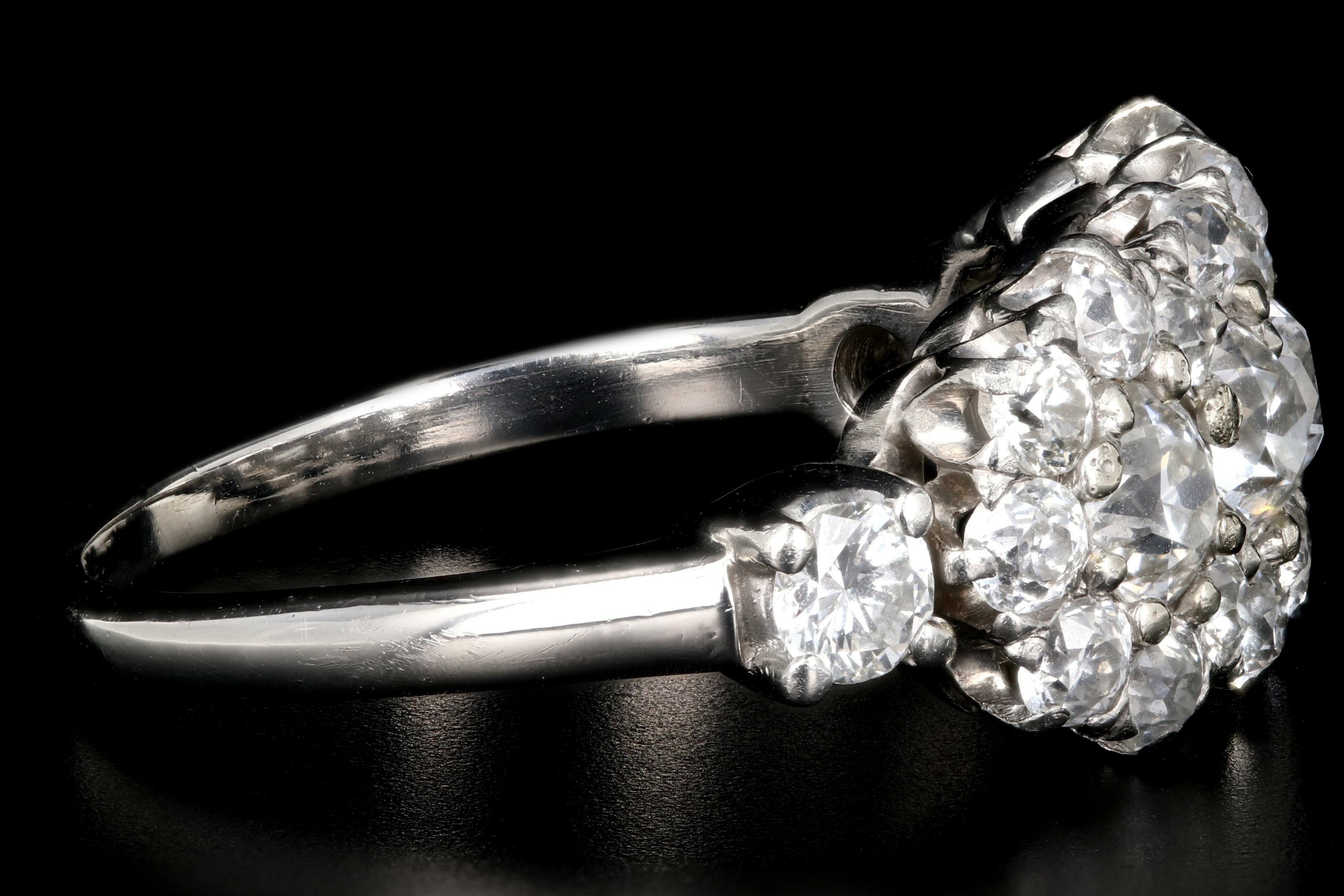 Edwardian 18K White Gold 2 Carat Old European Cut Diamond Band - Queen May