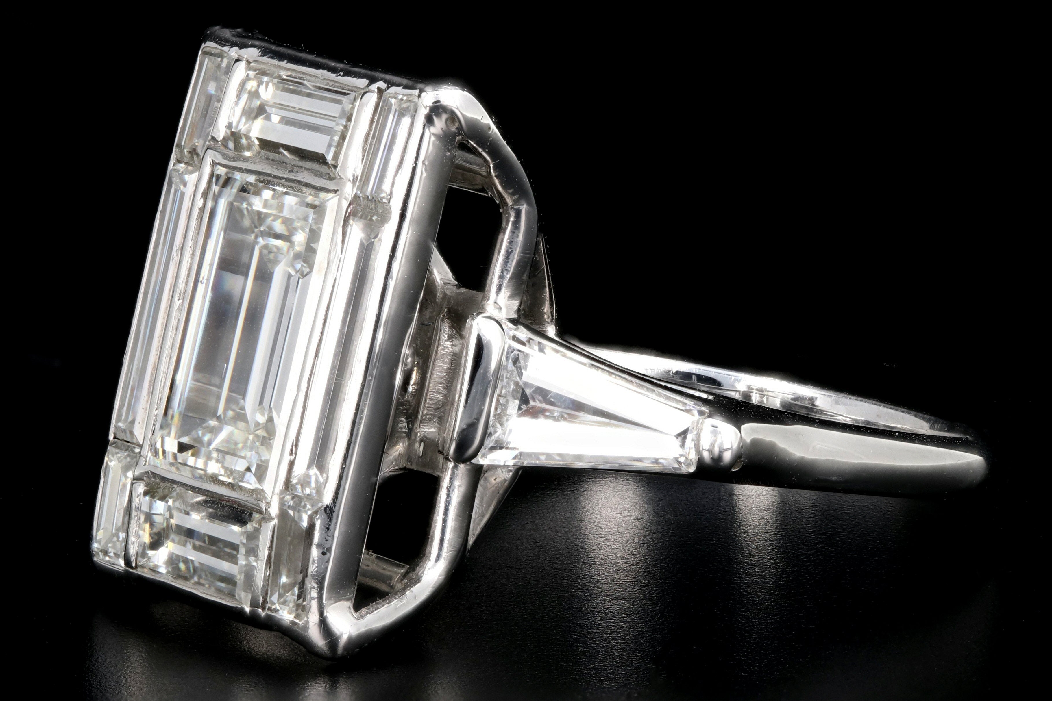 Platinum 1.7 CTR Baguette Diamond 3.45 CTW Engagement Ring - Queen May