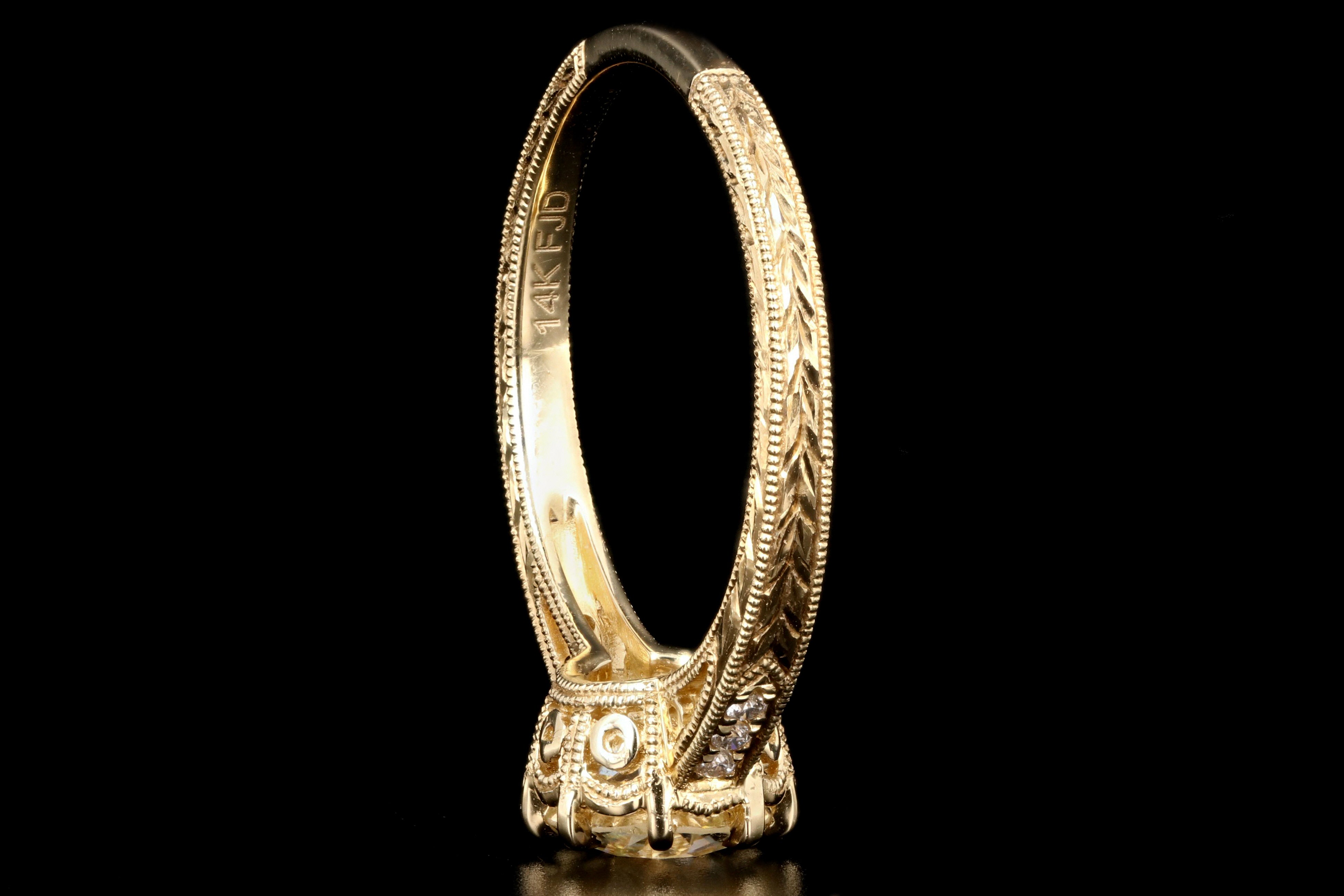 14K Yellow Gold .81 Carat Diamond Ring - Queen May