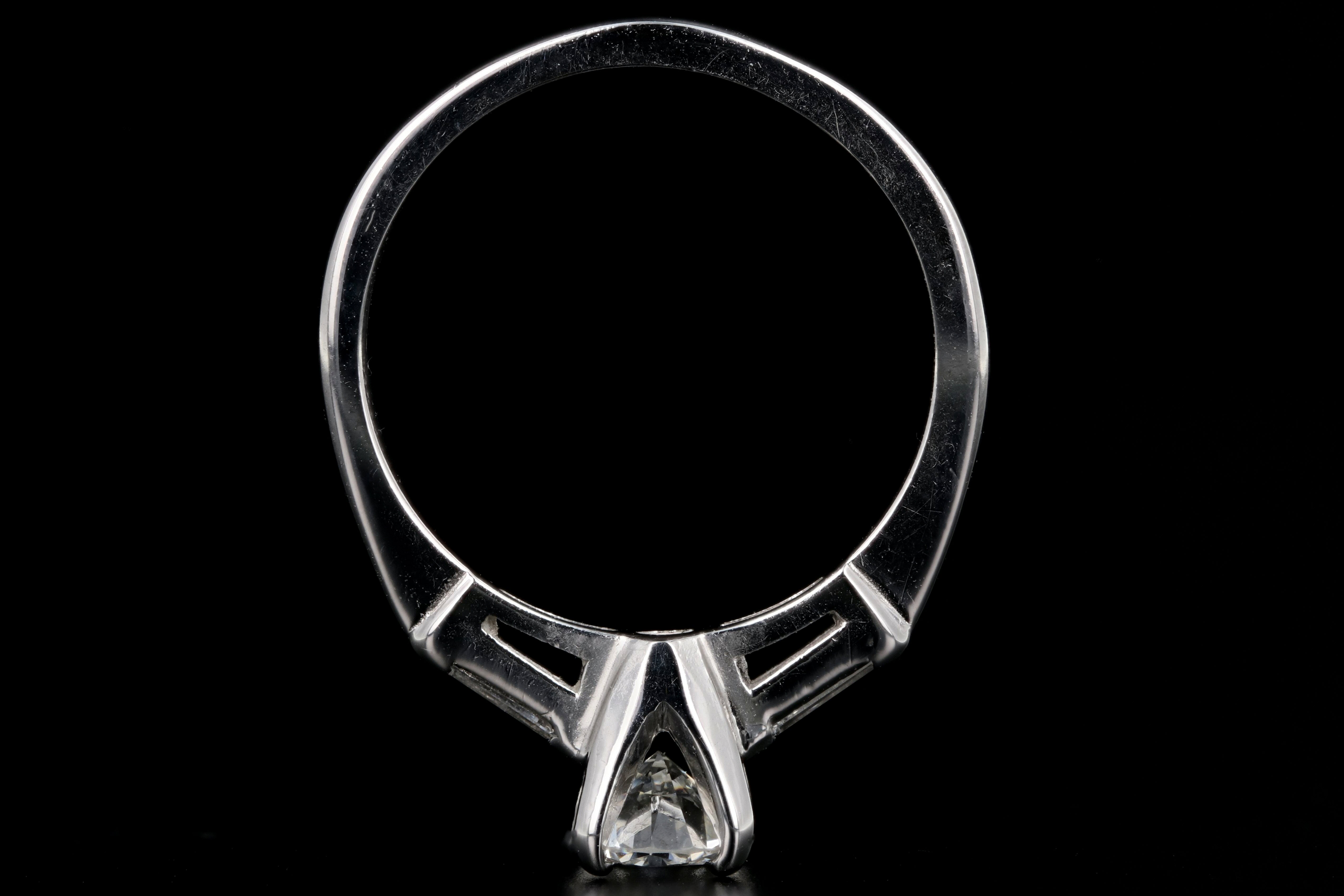 Vintage 14K White Gold .65 Carat Transition Cut Diamond Ring - Queen May