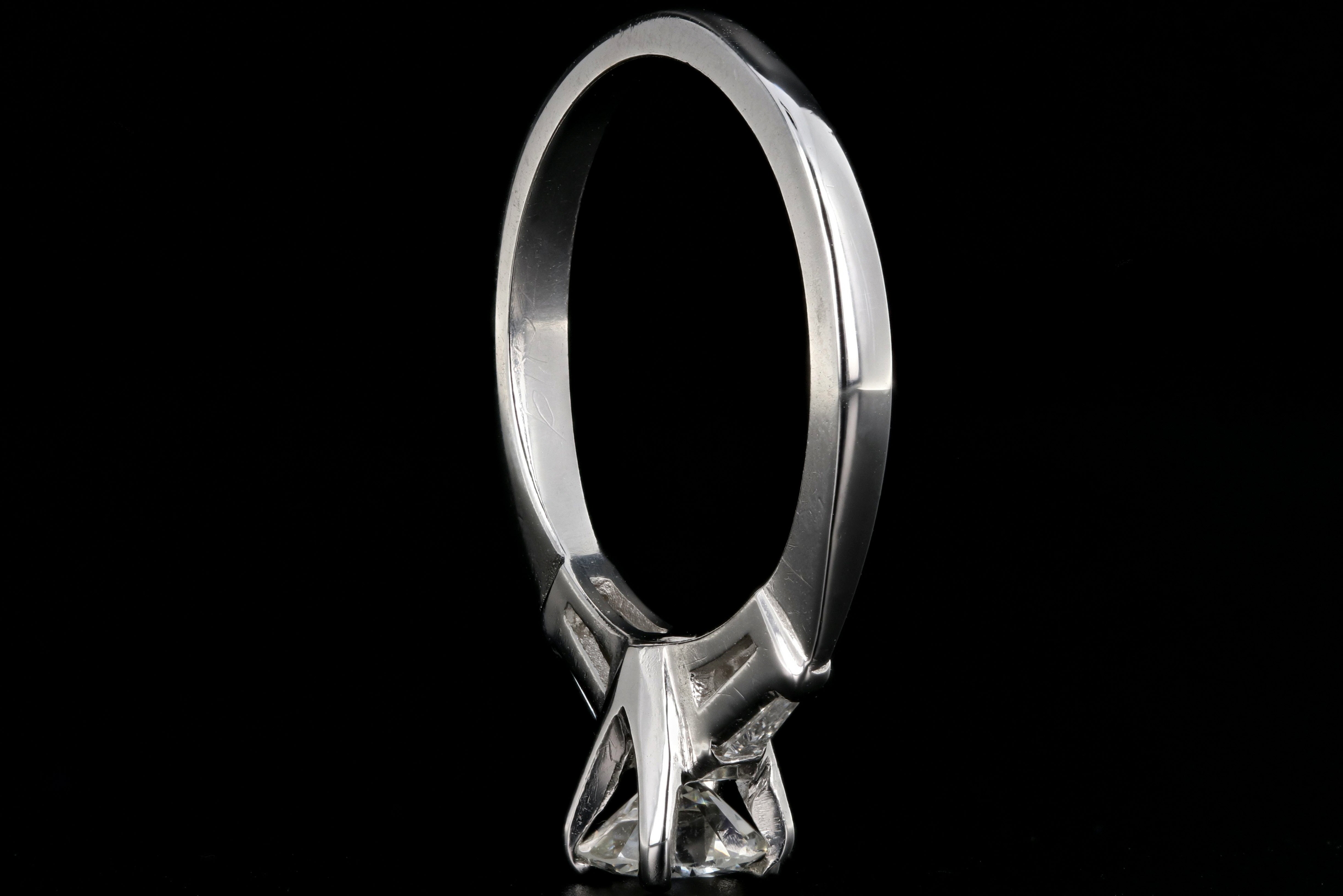 Vintage 14K White Gold .65 Carat Transition Cut Diamond Ring - Queen May