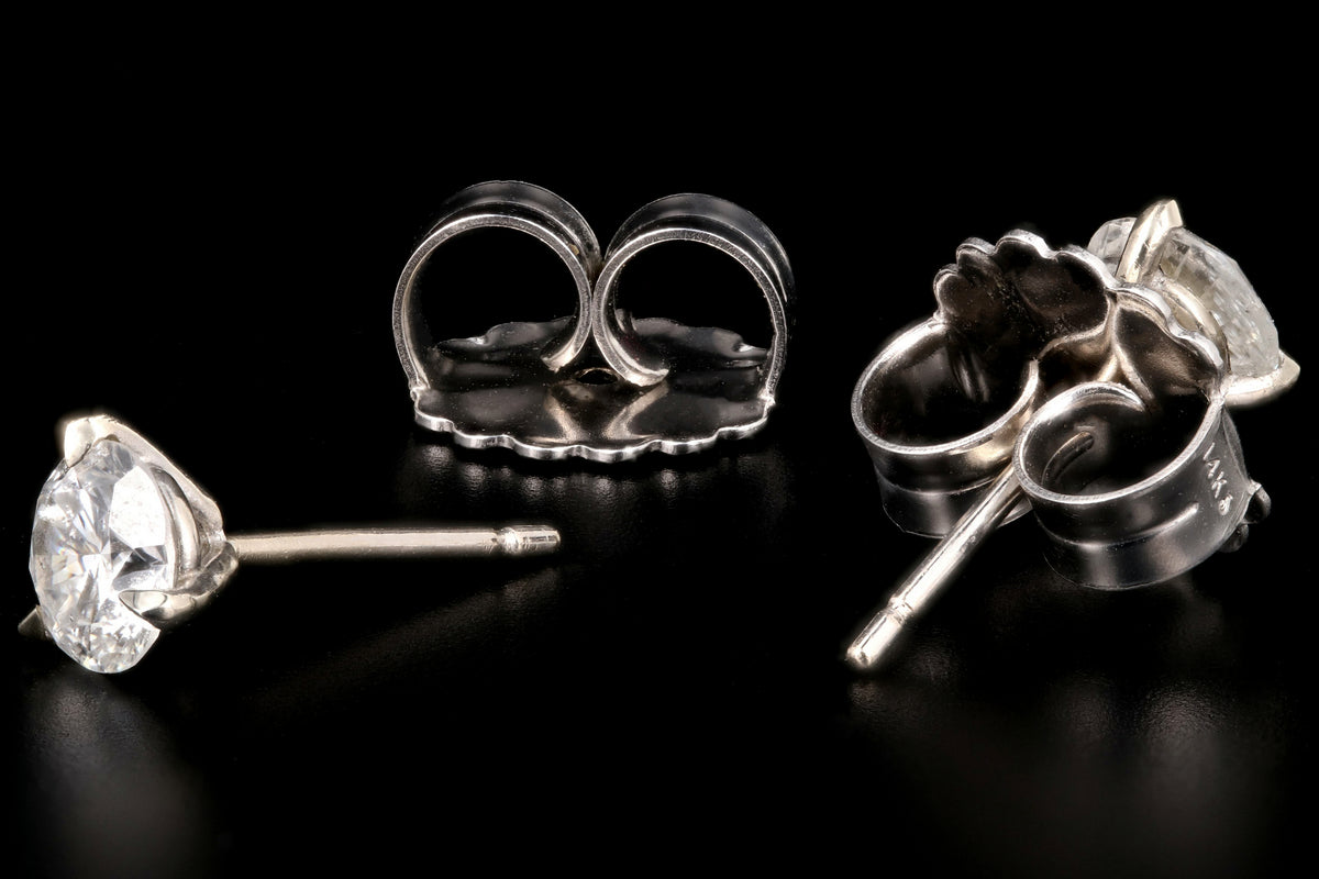 14K White Gold 1.12 CTW Diamond 3 Prong Martini Studs - Queen May