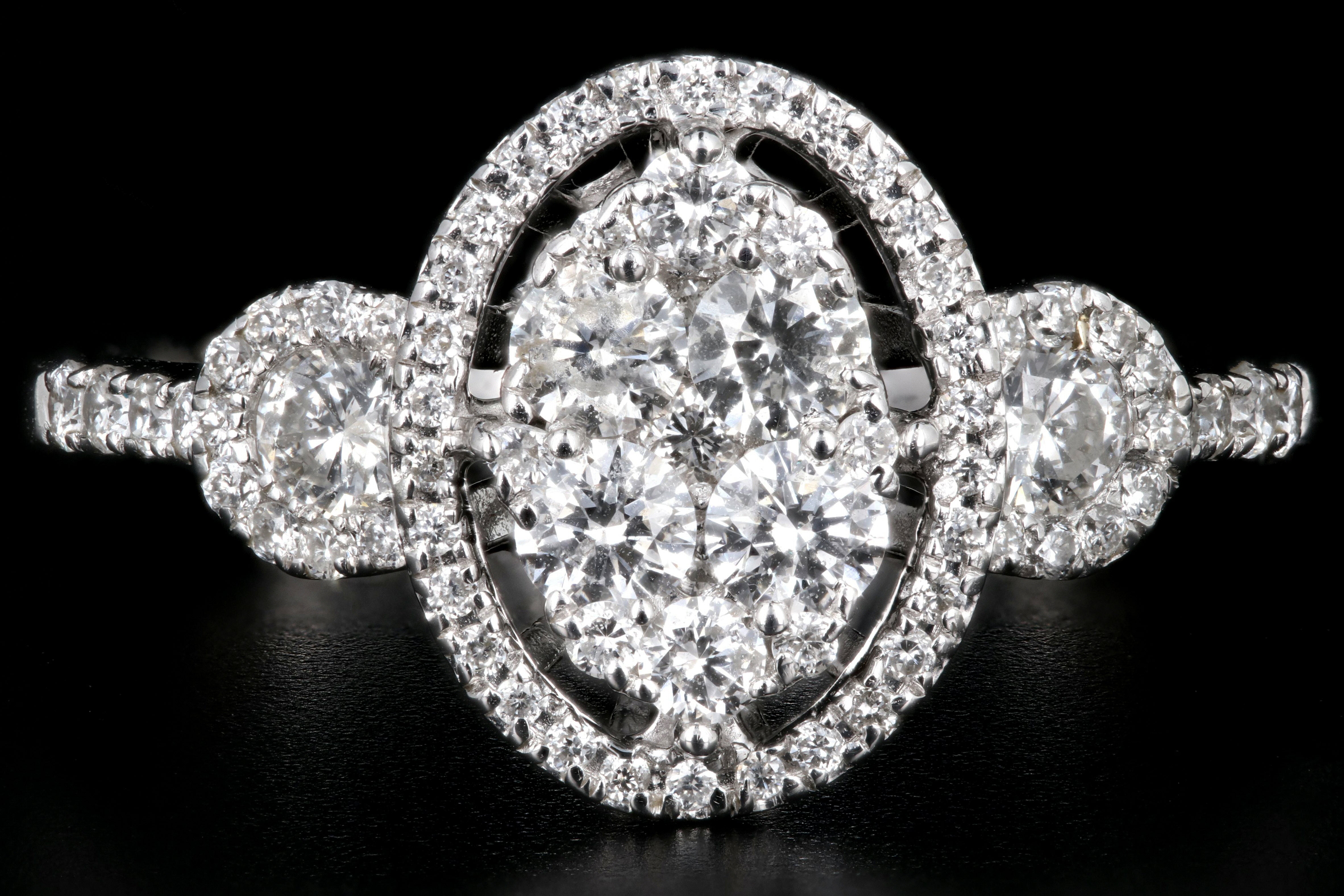 Modern 14K White Gold 1 Carat Total Weight Engagement Ring - Queen May