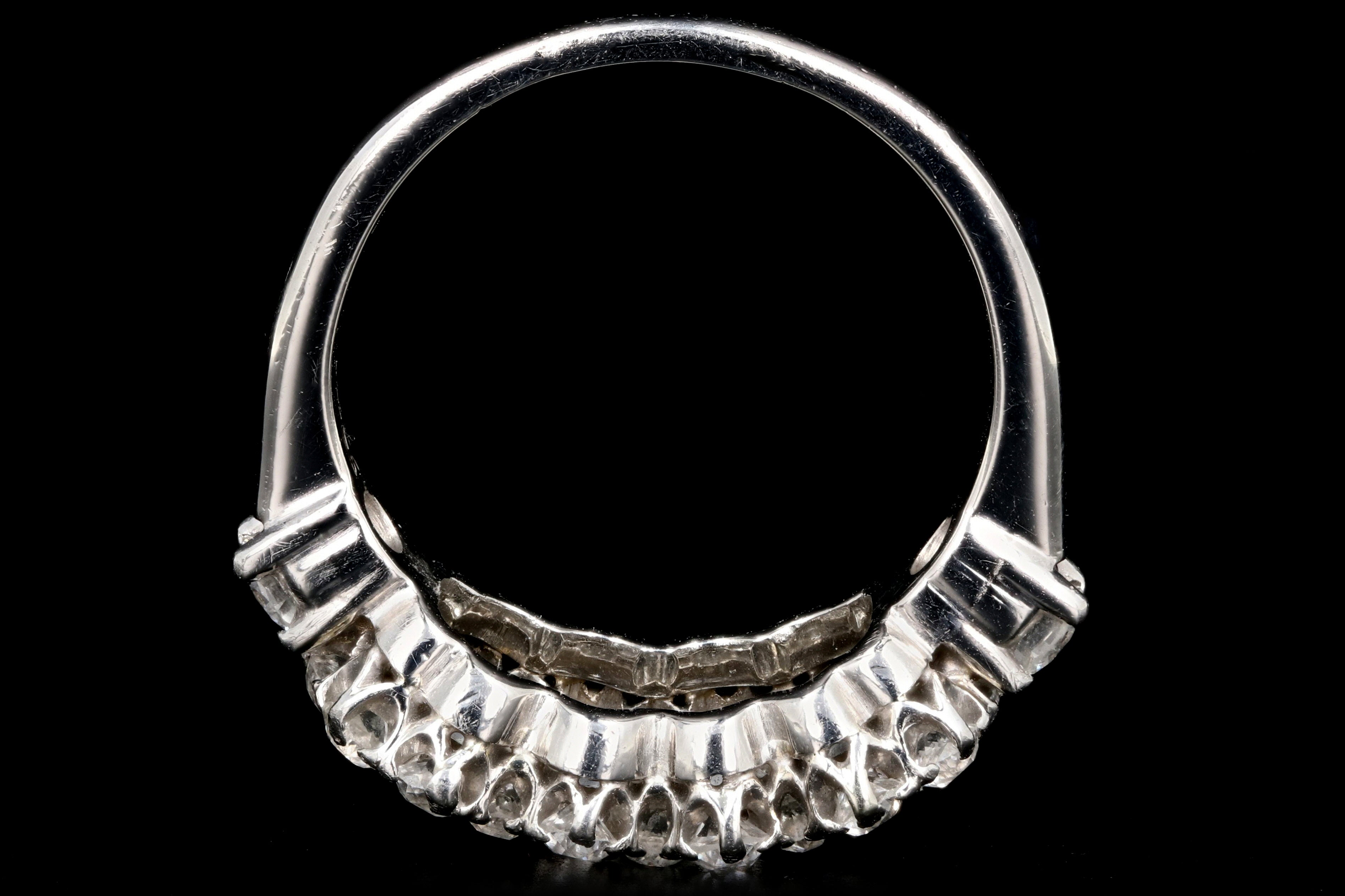 Edwardian 18K White Gold 2 Carat Old European Cut Diamond Band - Queen May