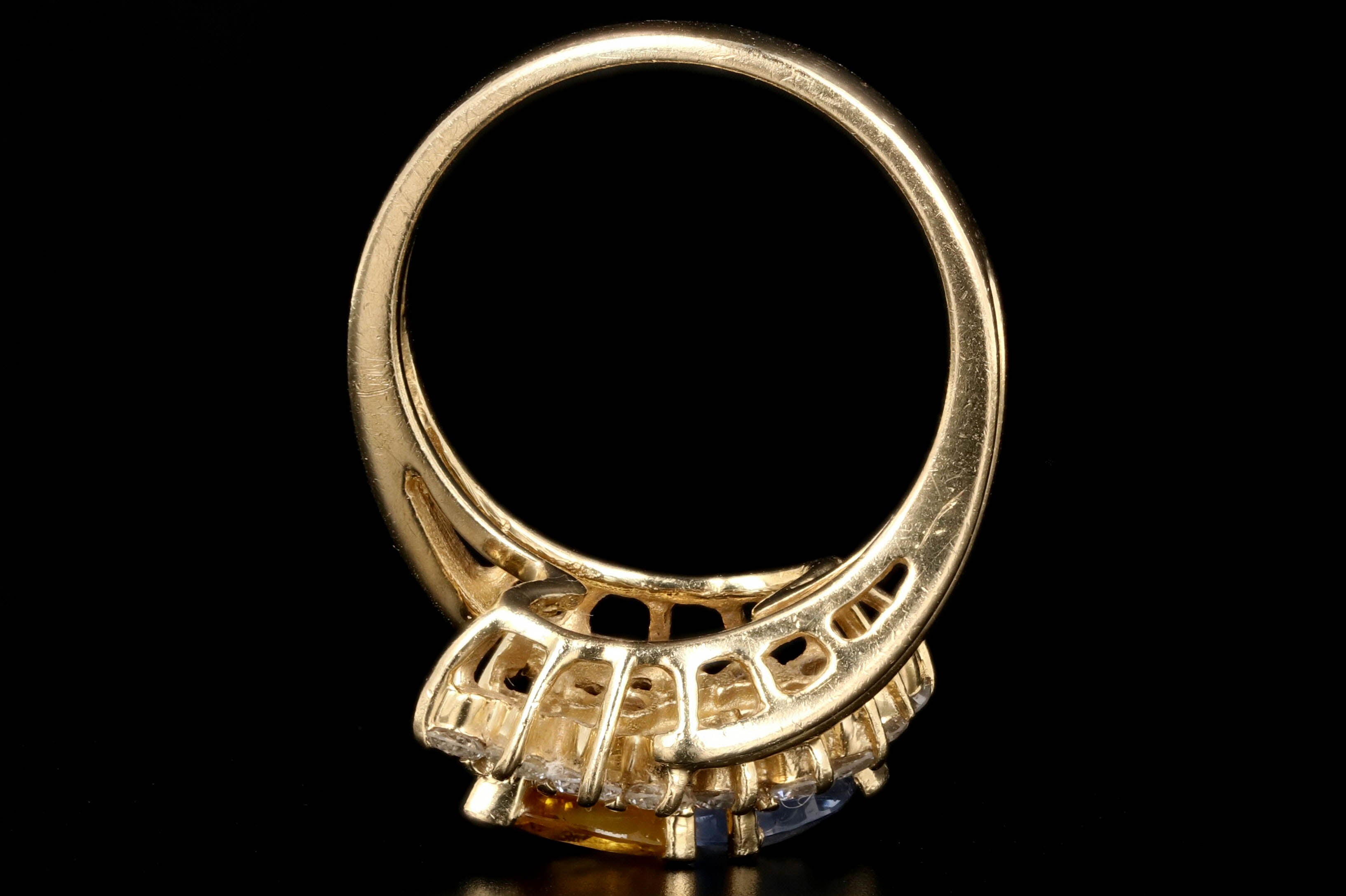 Vintage 14K Yellow Gold Blue and Yellow Sapphire and Diamond Ring - Queen May