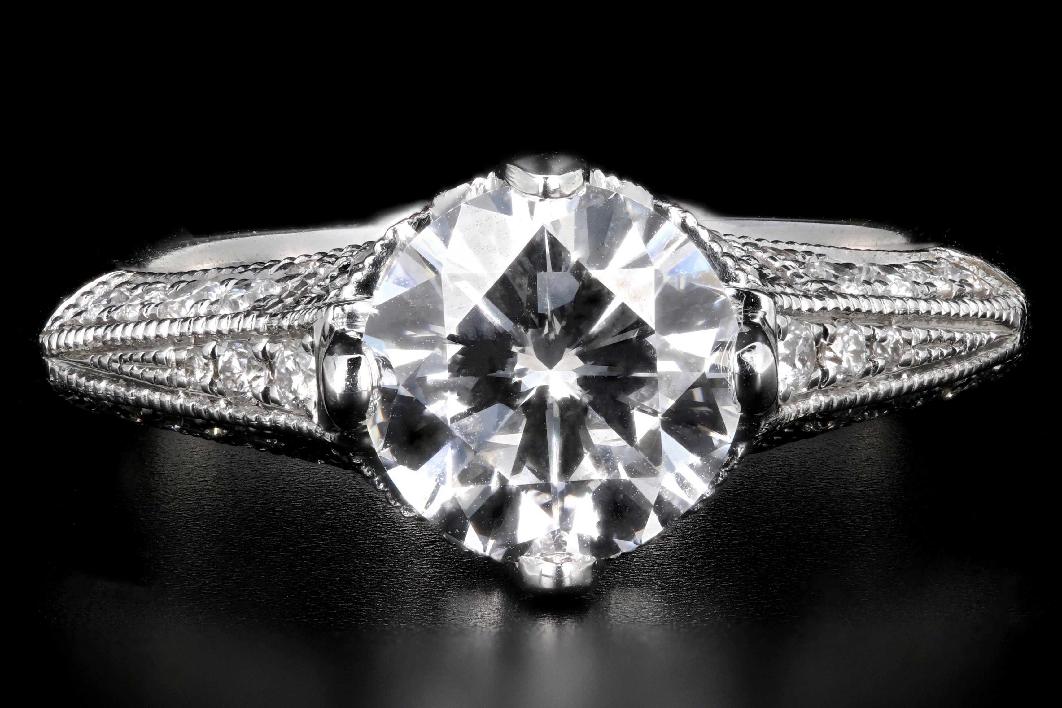 Modern 14k White Gold 1.42CT Round Brilliant Cut Diamond Engagement Ring GIA Certified - Queen May