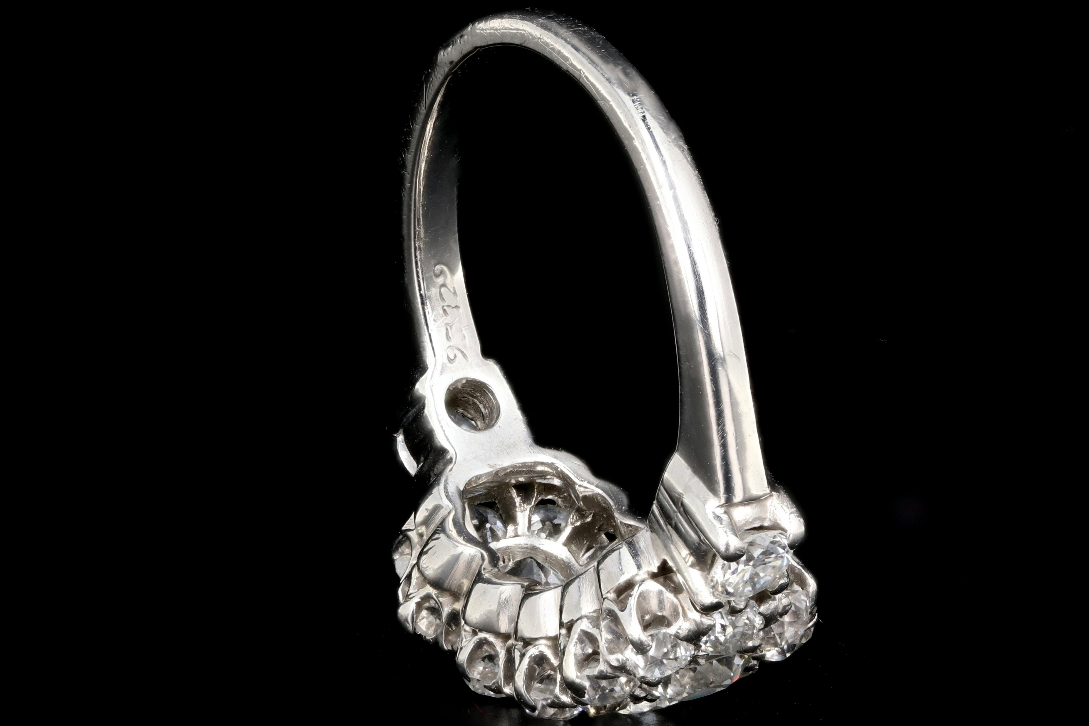 Edwardian 18K White Gold 2 Carat Old European Cut Diamond Band - Queen May