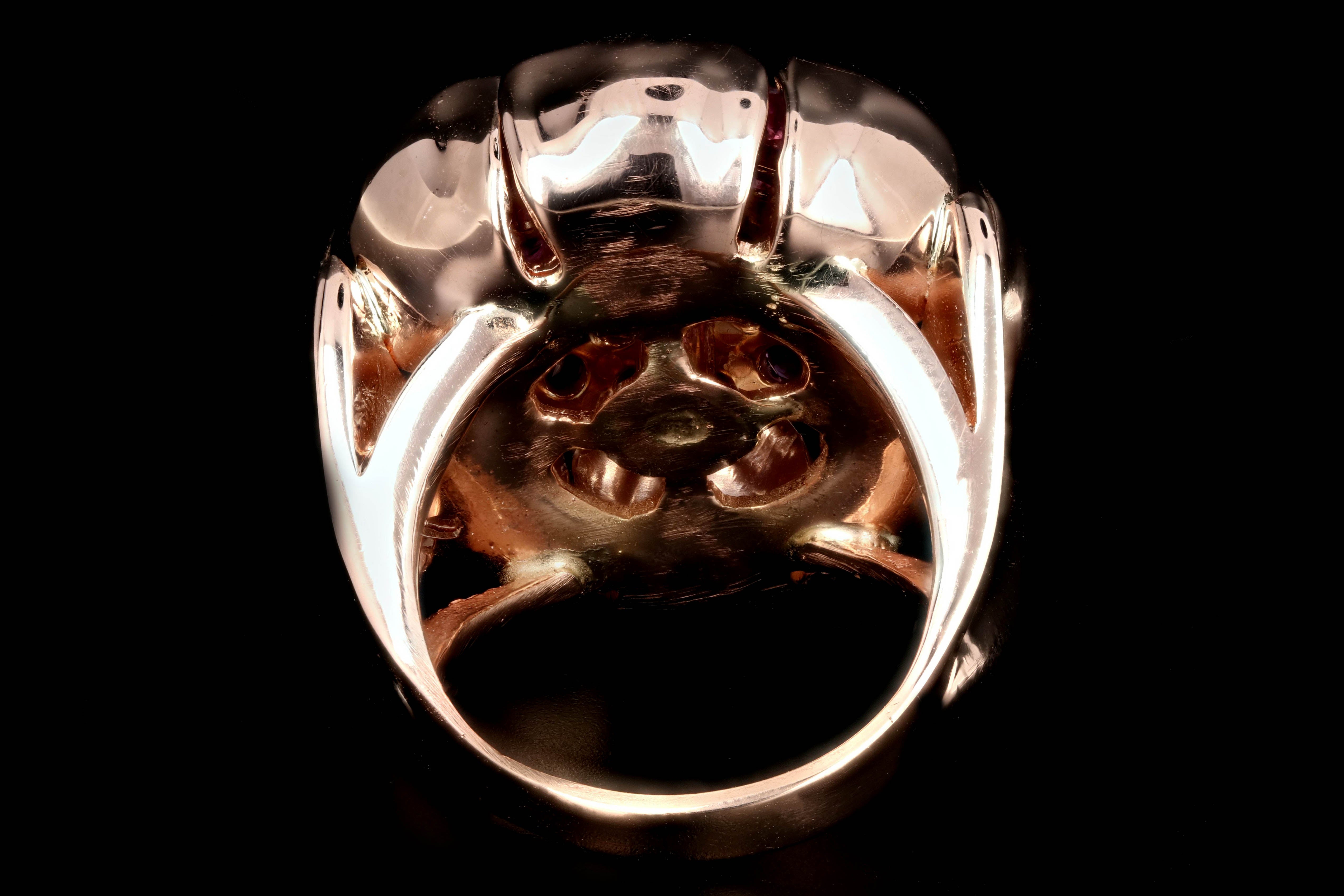 Retro 14K Rose Gold 2.5 Carat Natural Ruby and Diamond Cocktail Ring - Queen May