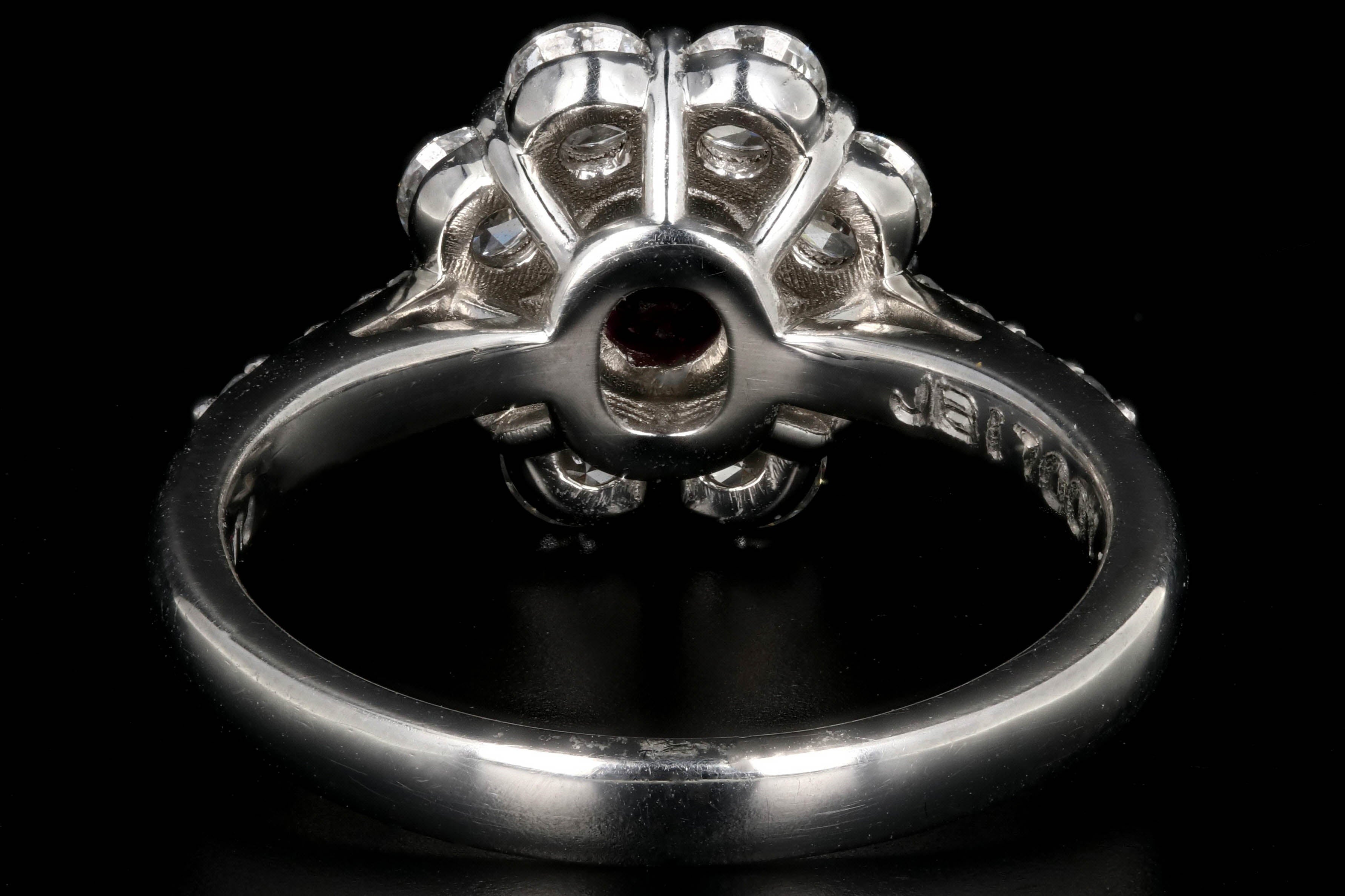 Modern Platinum 1.01 Carat Natural No Heat Ruby and 1 Carat Round Brilliant Diamond Ring GIA Certified - Queen May