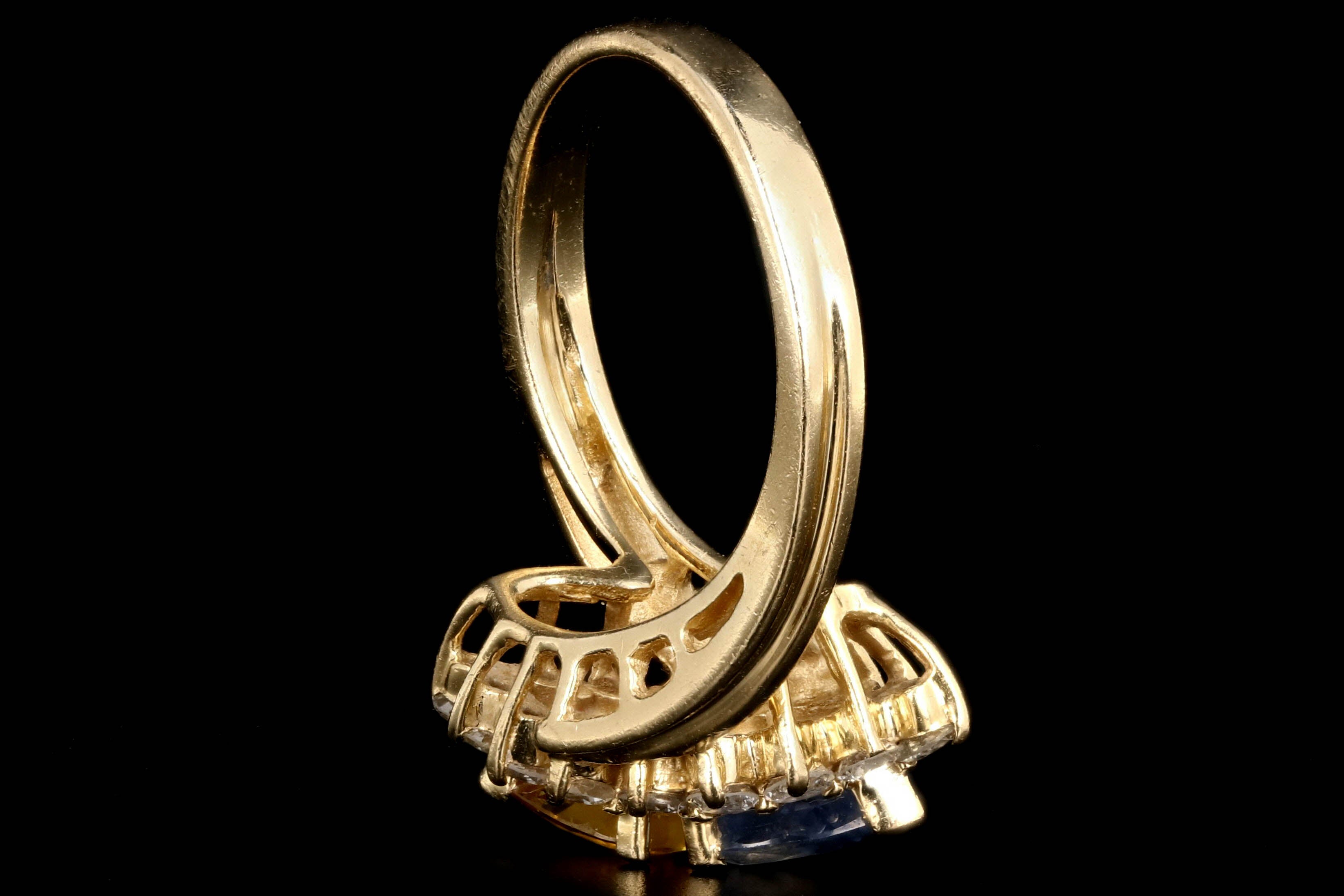 Vintage 14K Yellow Gold Blue and Yellow Sapphire and Diamond Ring - Queen May