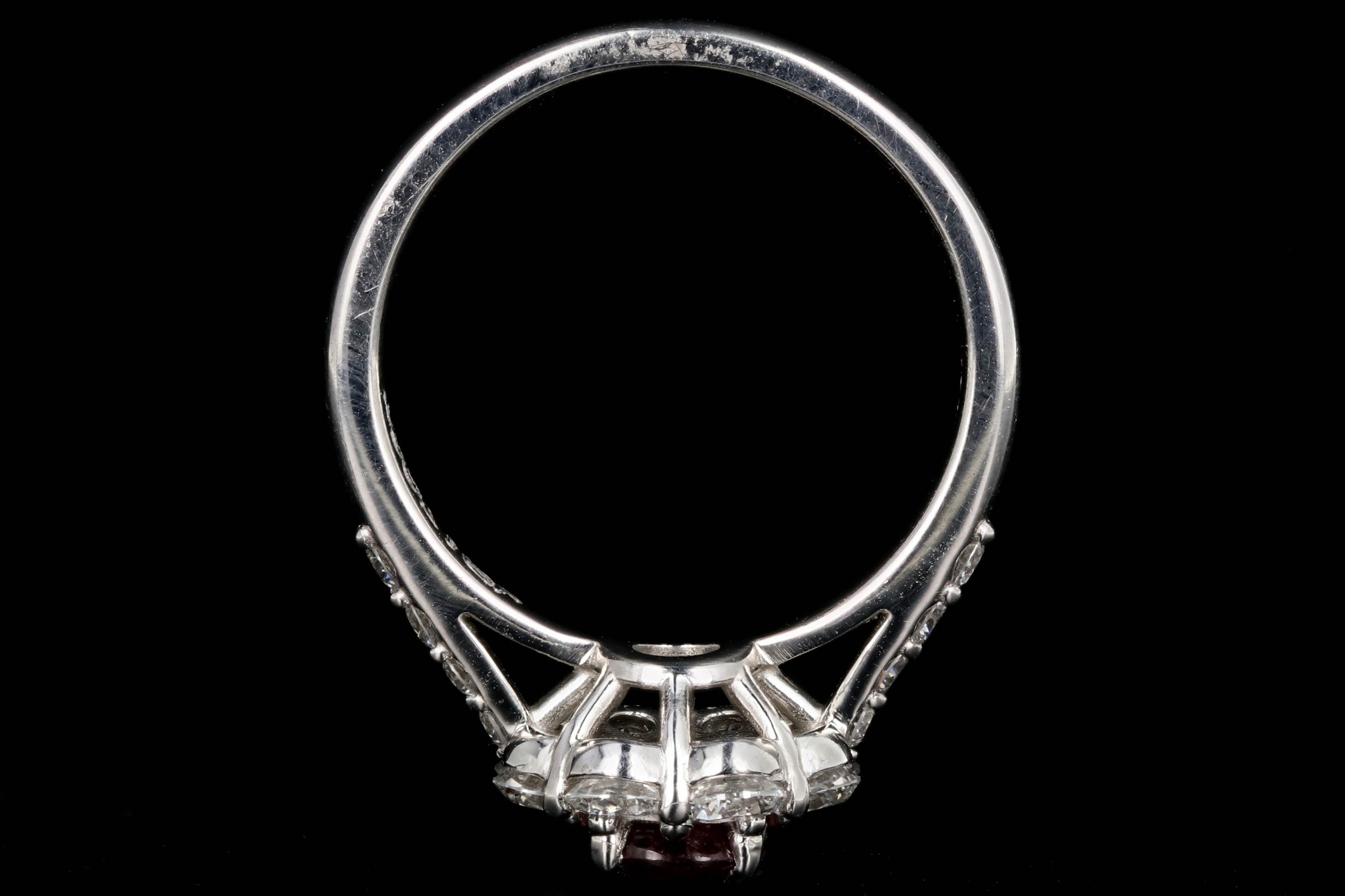 Modern Platinum 1.01 Carat Natural No Heat Ruby and 1 Carat Round Brilliant Diamond Ring GIA Certified - Queen May